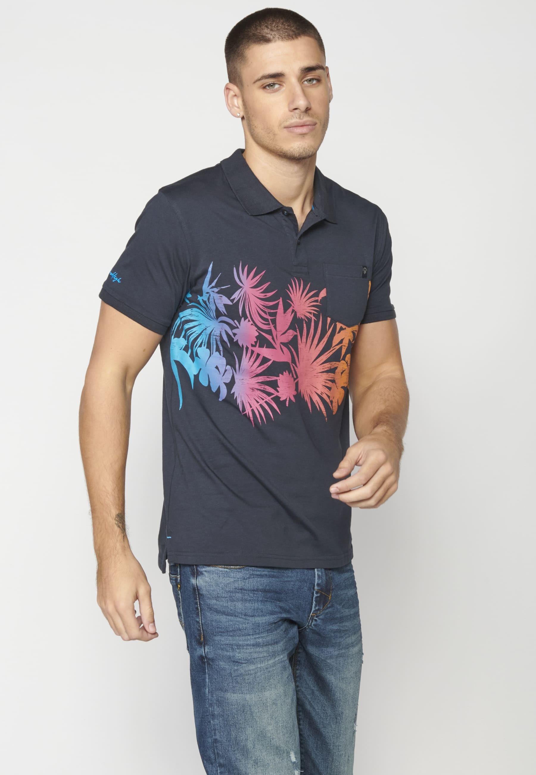 Polo manga corta de Algodón color Navy para Hombre