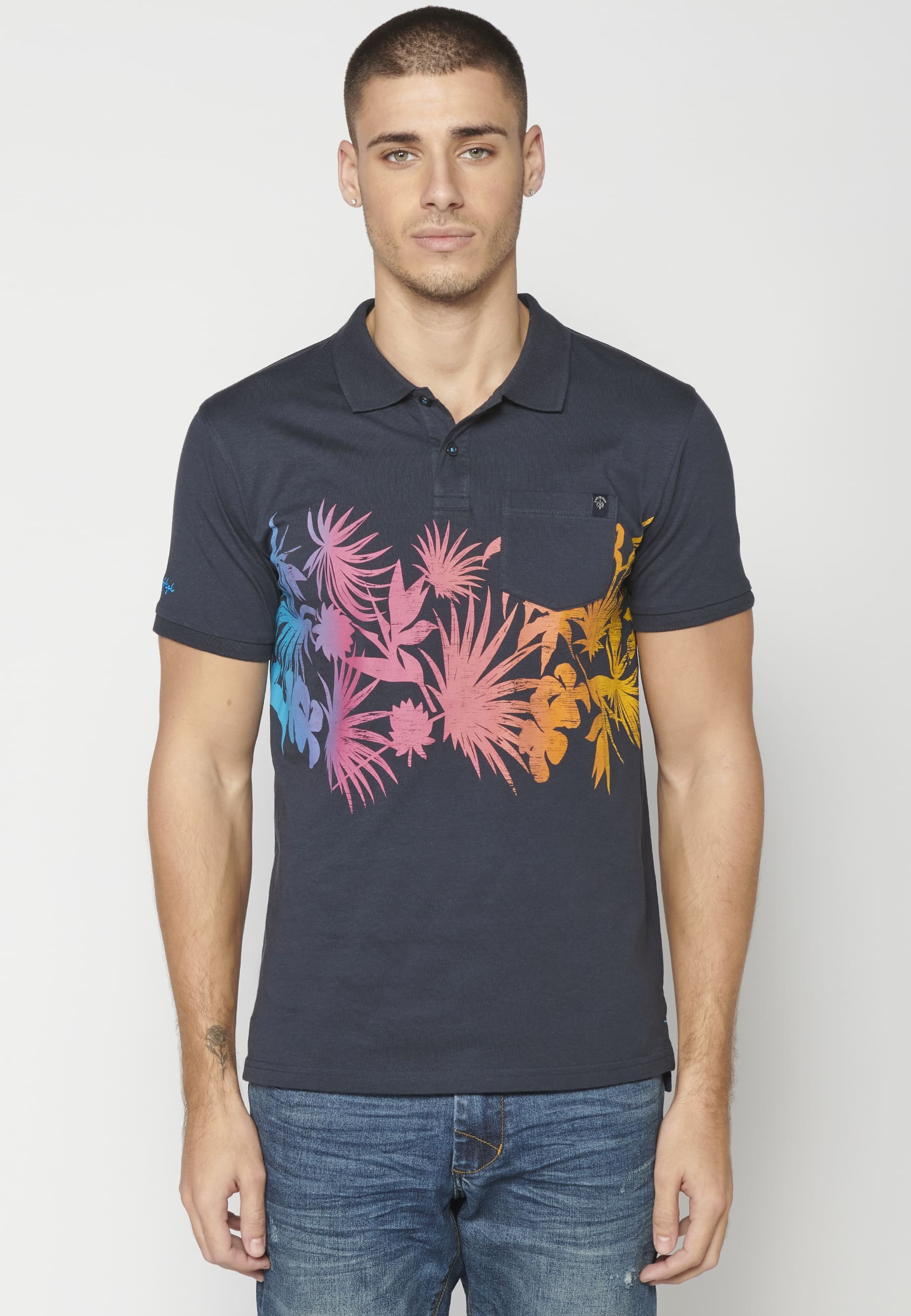 Polo manga corta de Algodón color Navy para Hombre