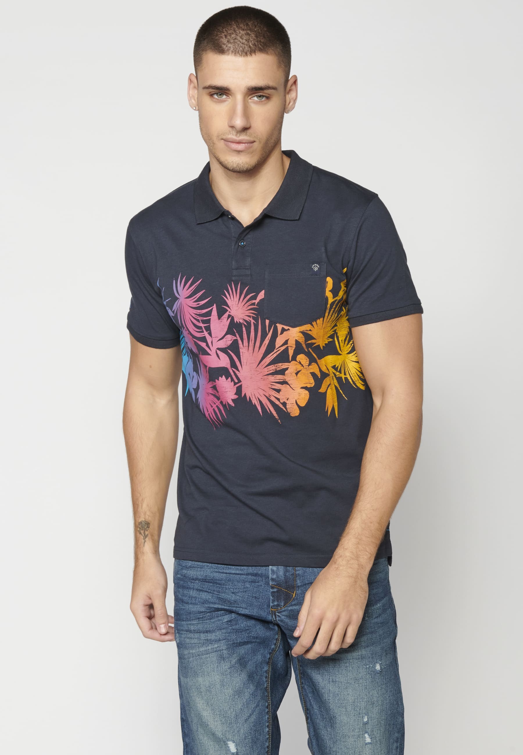 Polo manga corta de Algodón color Navy para Hombre