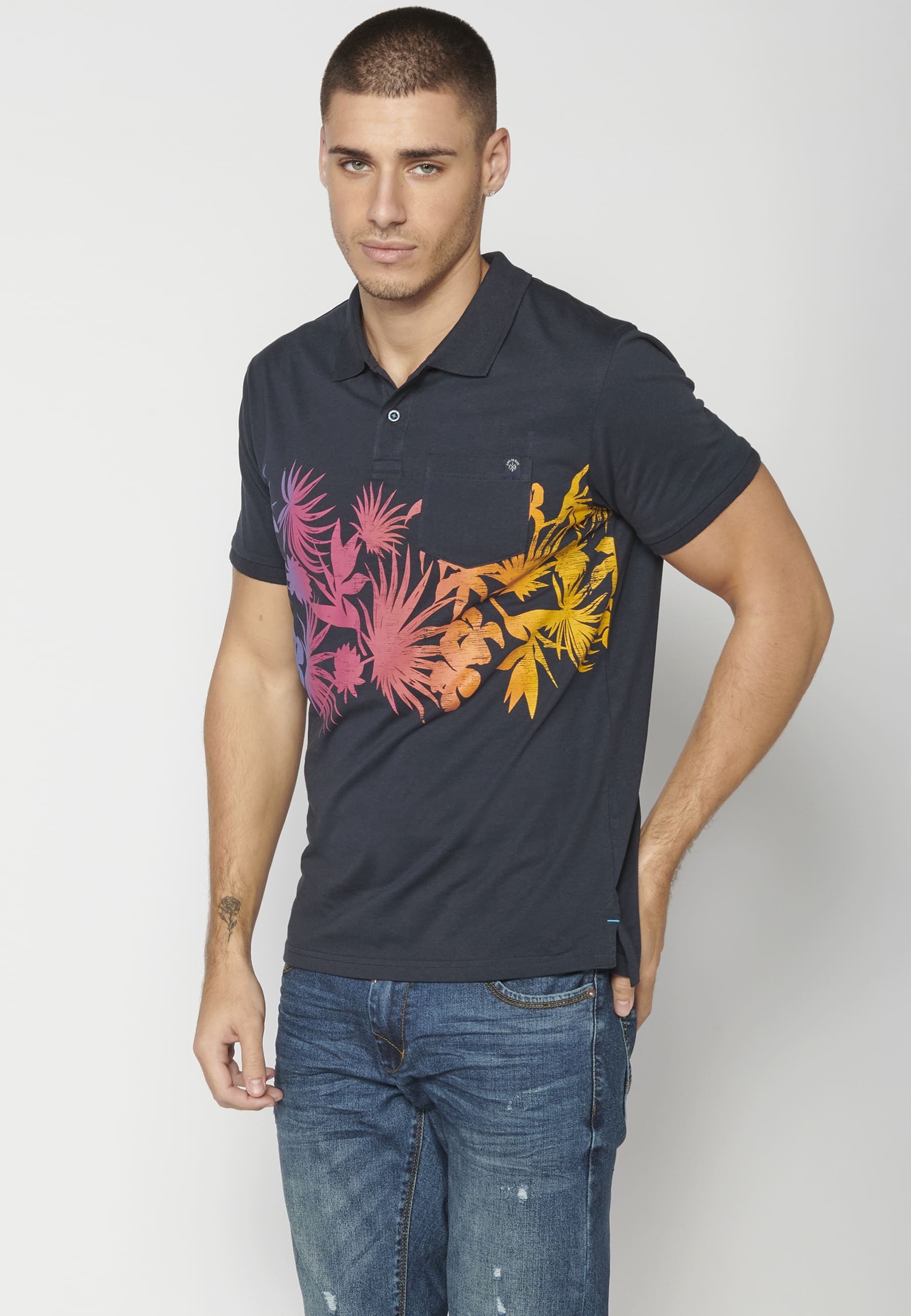 Polo manga corta de Algodón color Navy para Hombre