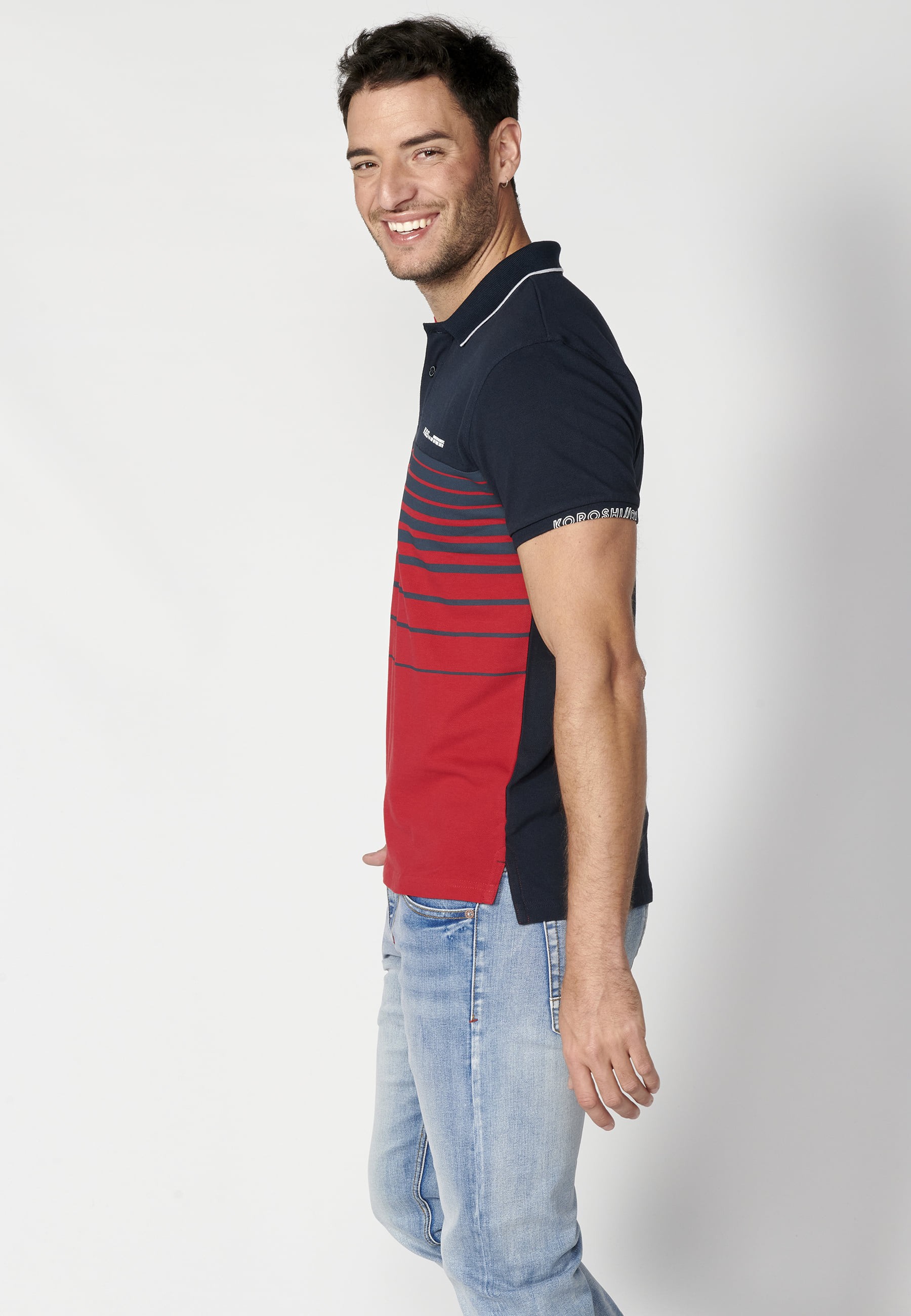 Polo manga corta de algodón a rayas color navy para hombre | Ropa Casual