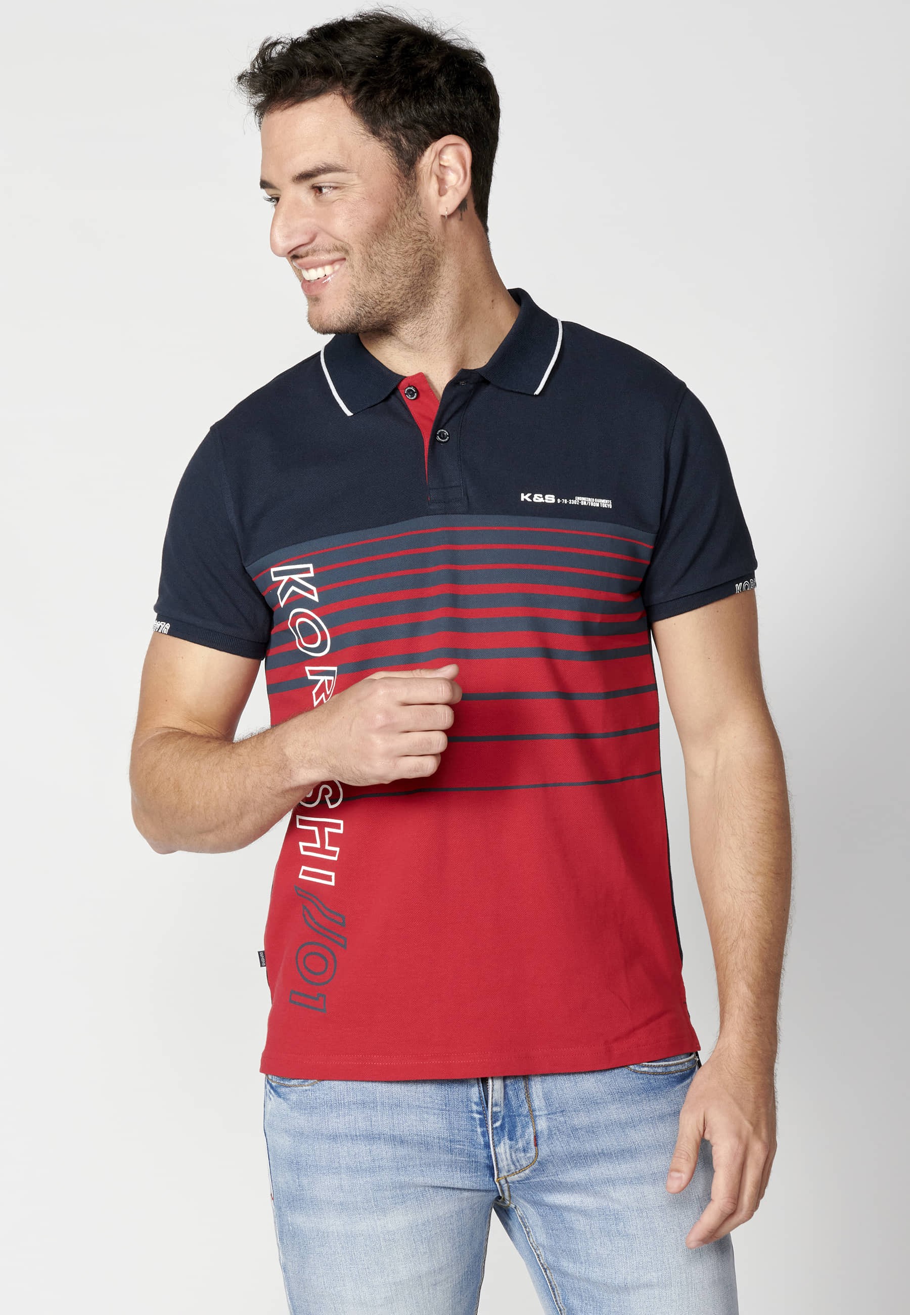 Polo manga corta de algodón a rayas color navy para hombre | Ropa Casual