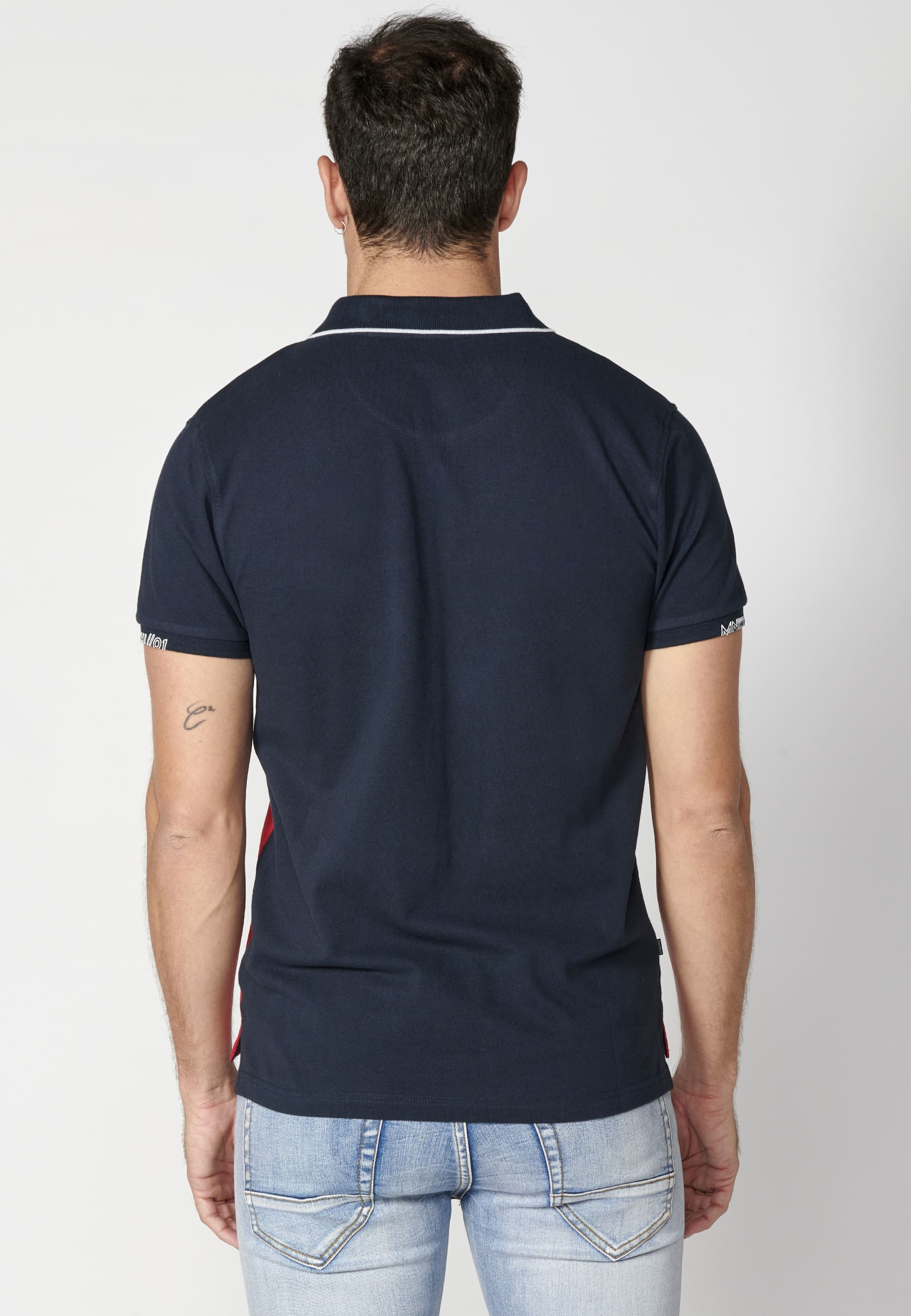 Polo manga corta de algodón a rayas color navy para hombre | Ropa Casual