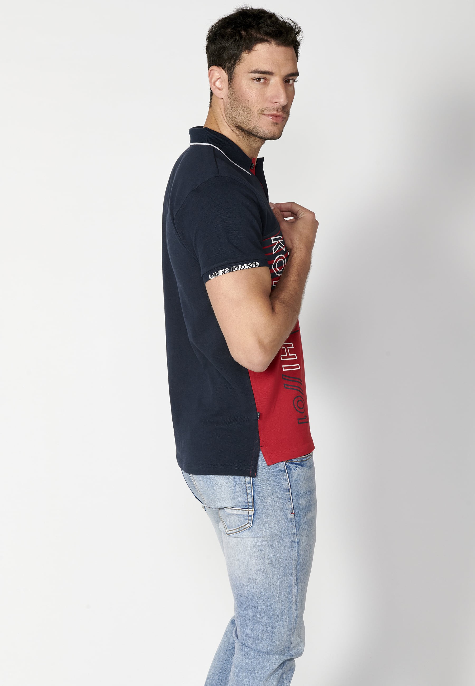 Polo manga corta de algodón a rayas color navy para hombre | Ropa Casual