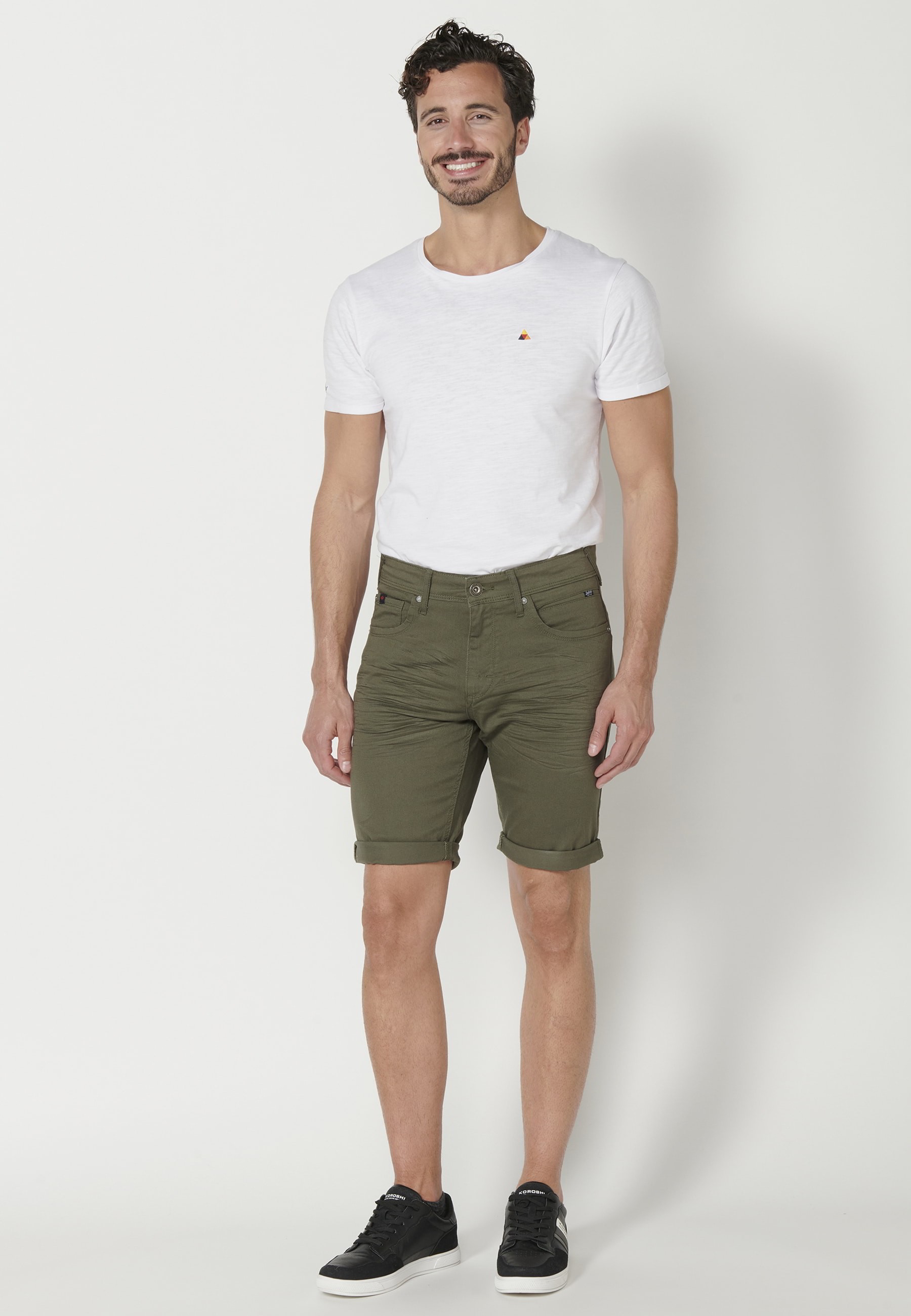 Green shorts with five pockets for Men