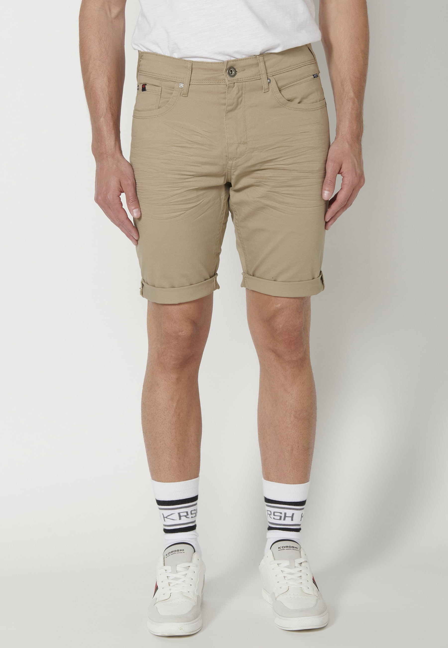 Pantalón corto short con cinco bolsillos de color Camel para Hombre
