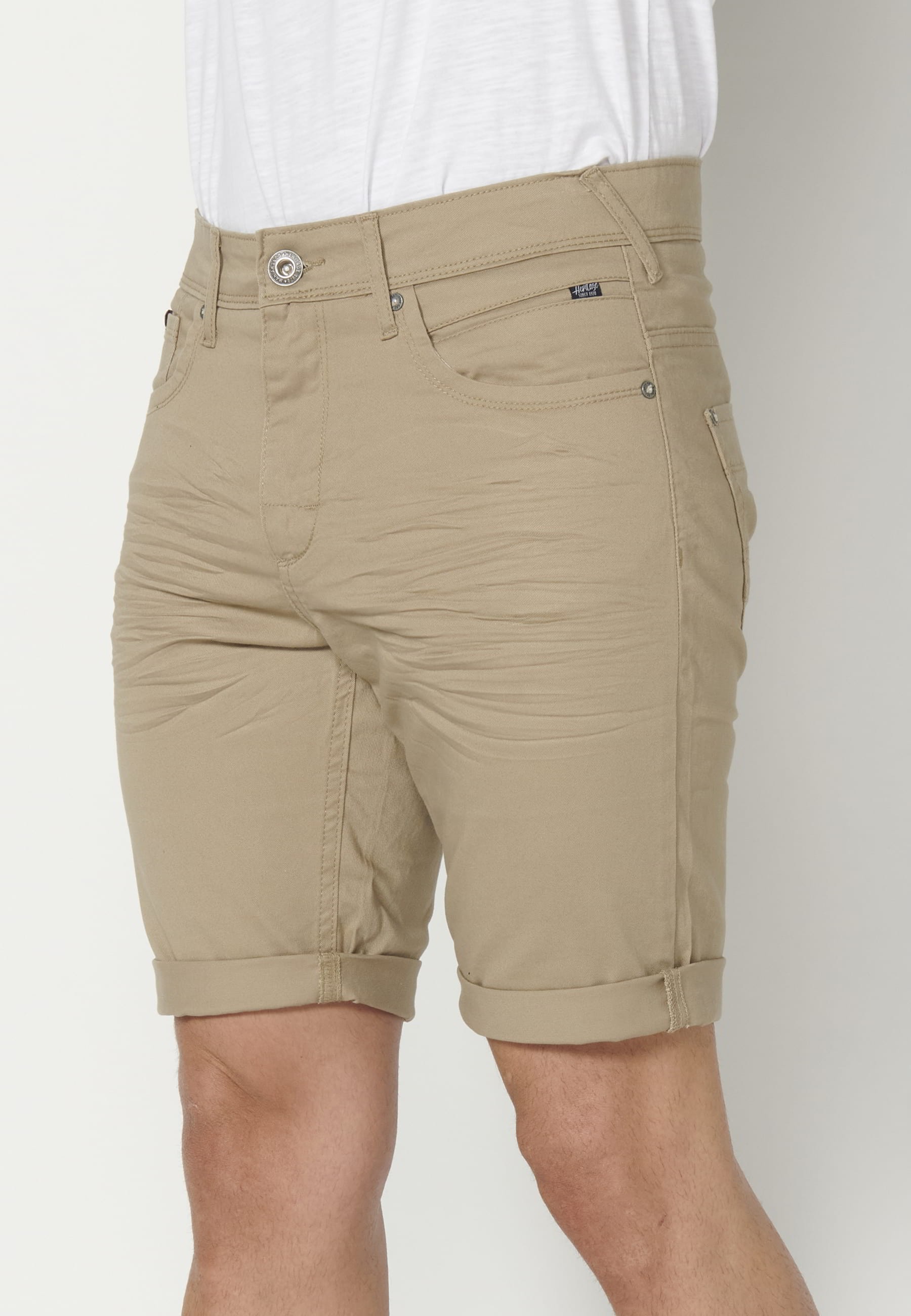 Camel shorts with five pockets for Men
