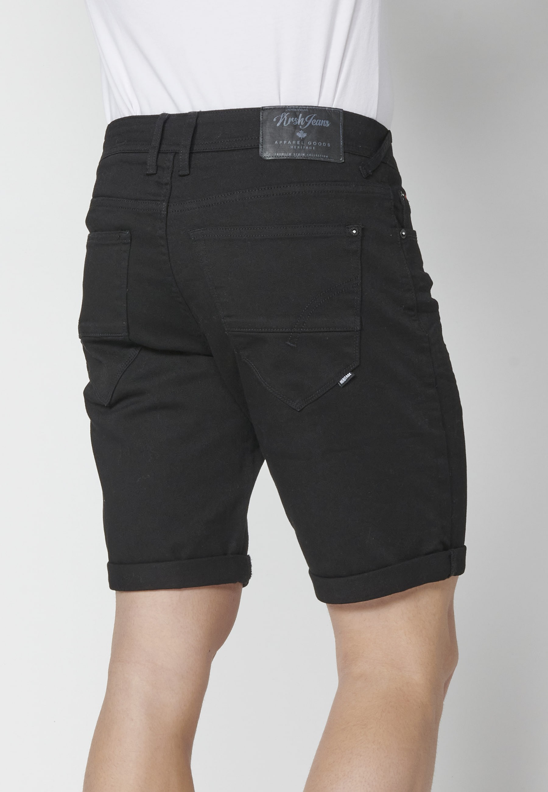 Shorts Bermuda Denim Stretch Regular color Black for Man