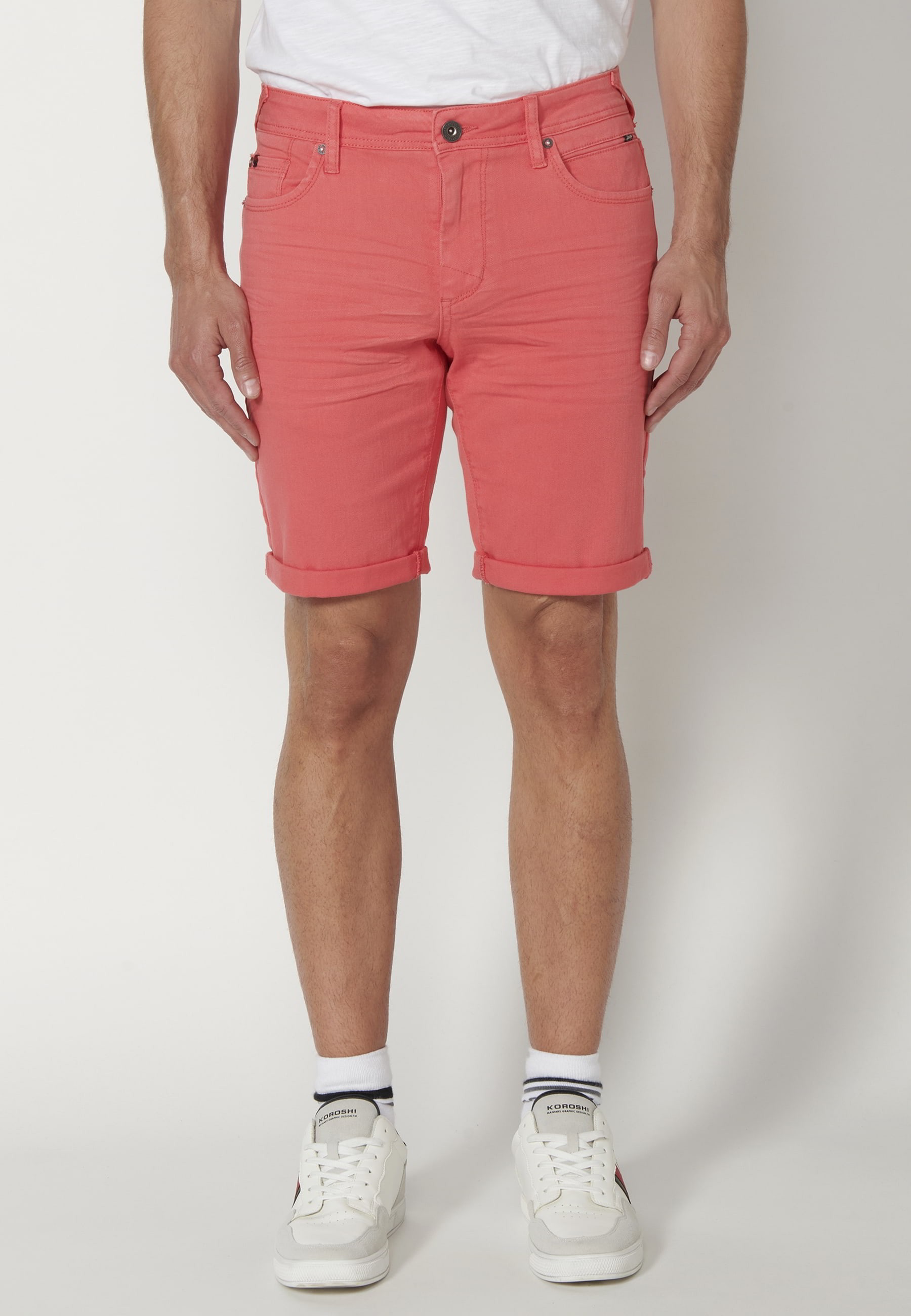 Pantalón corto Bermuda Vaquera Stretch Regular color Rosa para Hombre