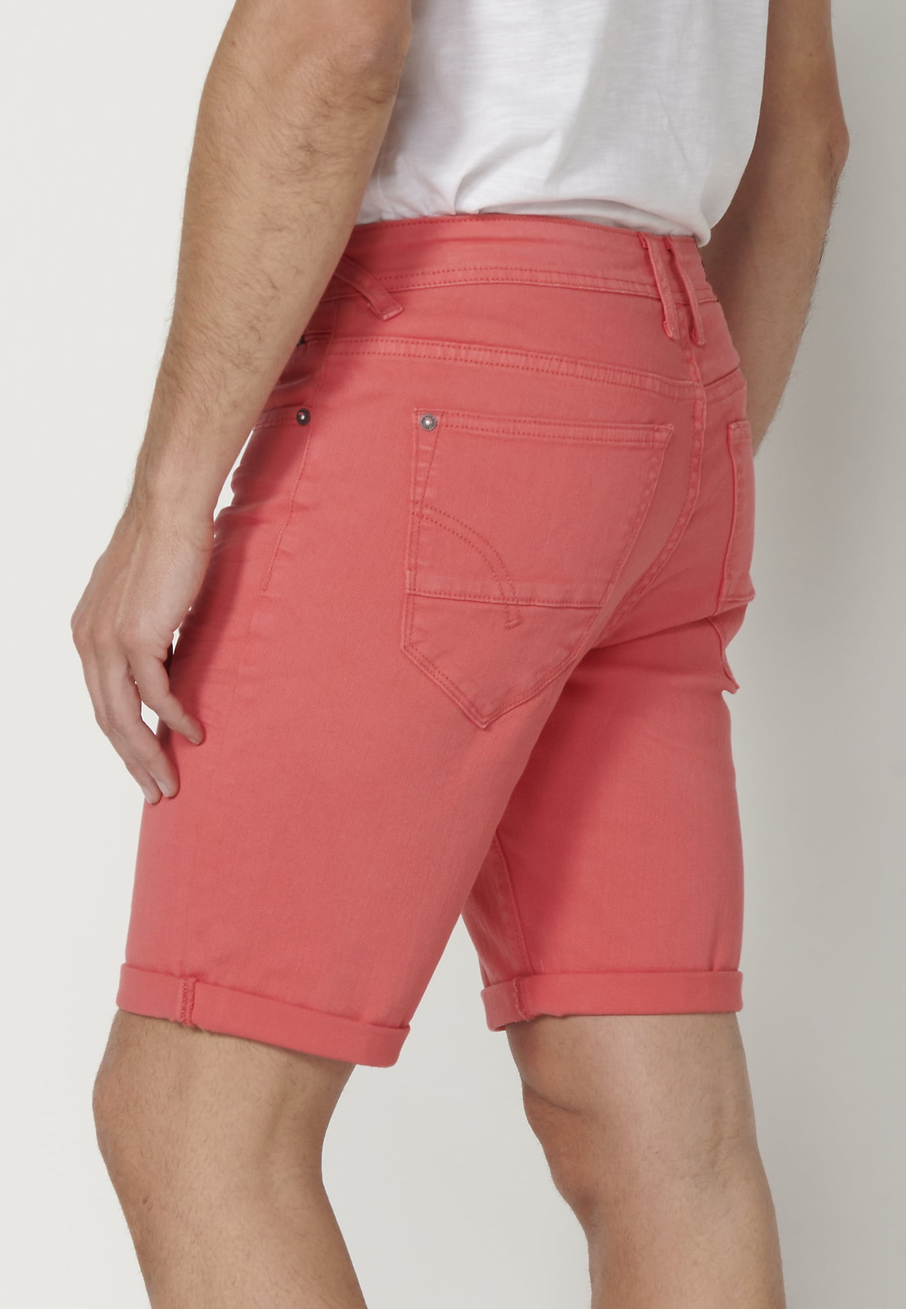 Pantalón corto Bermuda Vaquera Stretch Regular color Rosa para Hombre