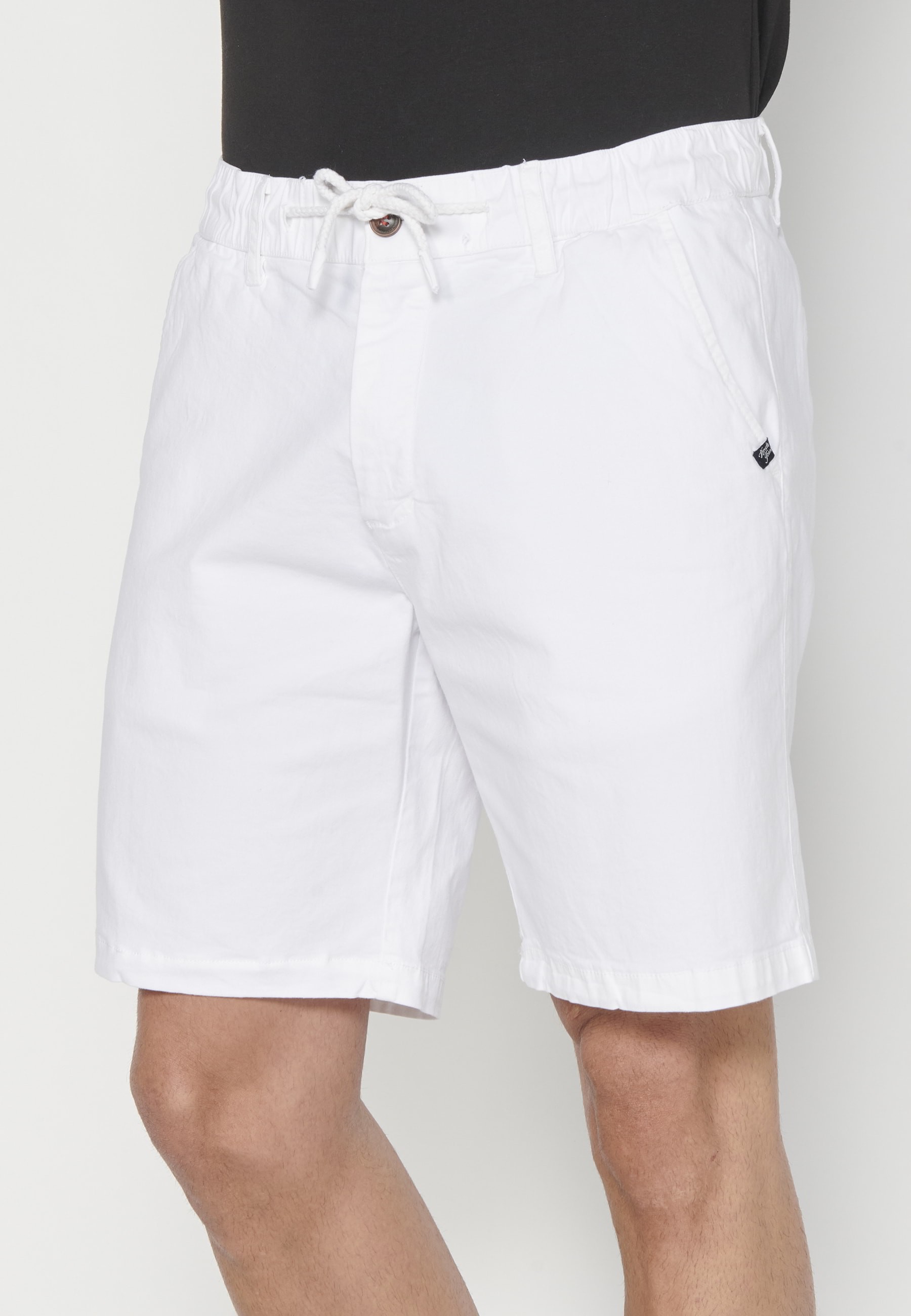 Shorts Bermuda Denim Stretch Regular Color White for Man