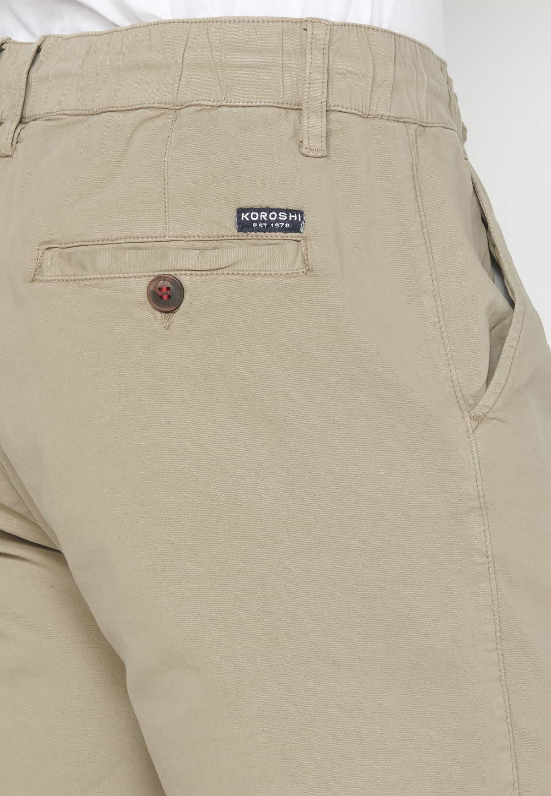 Pantalón corto Bermuda Vaquera Stretch Regular color Beige para Hombre