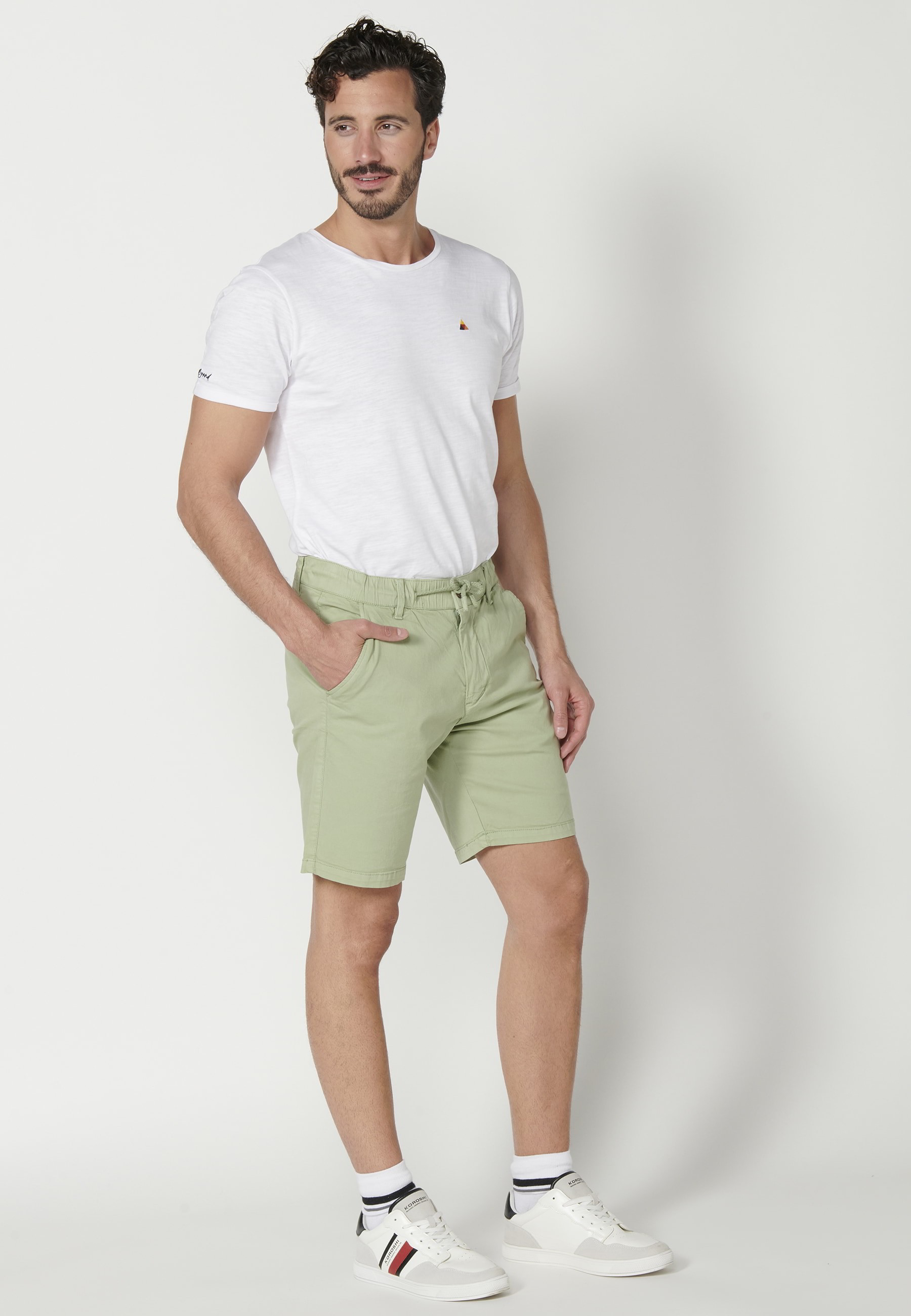 Shorts Bermuda Denim Stretch Regular Color Green for Men