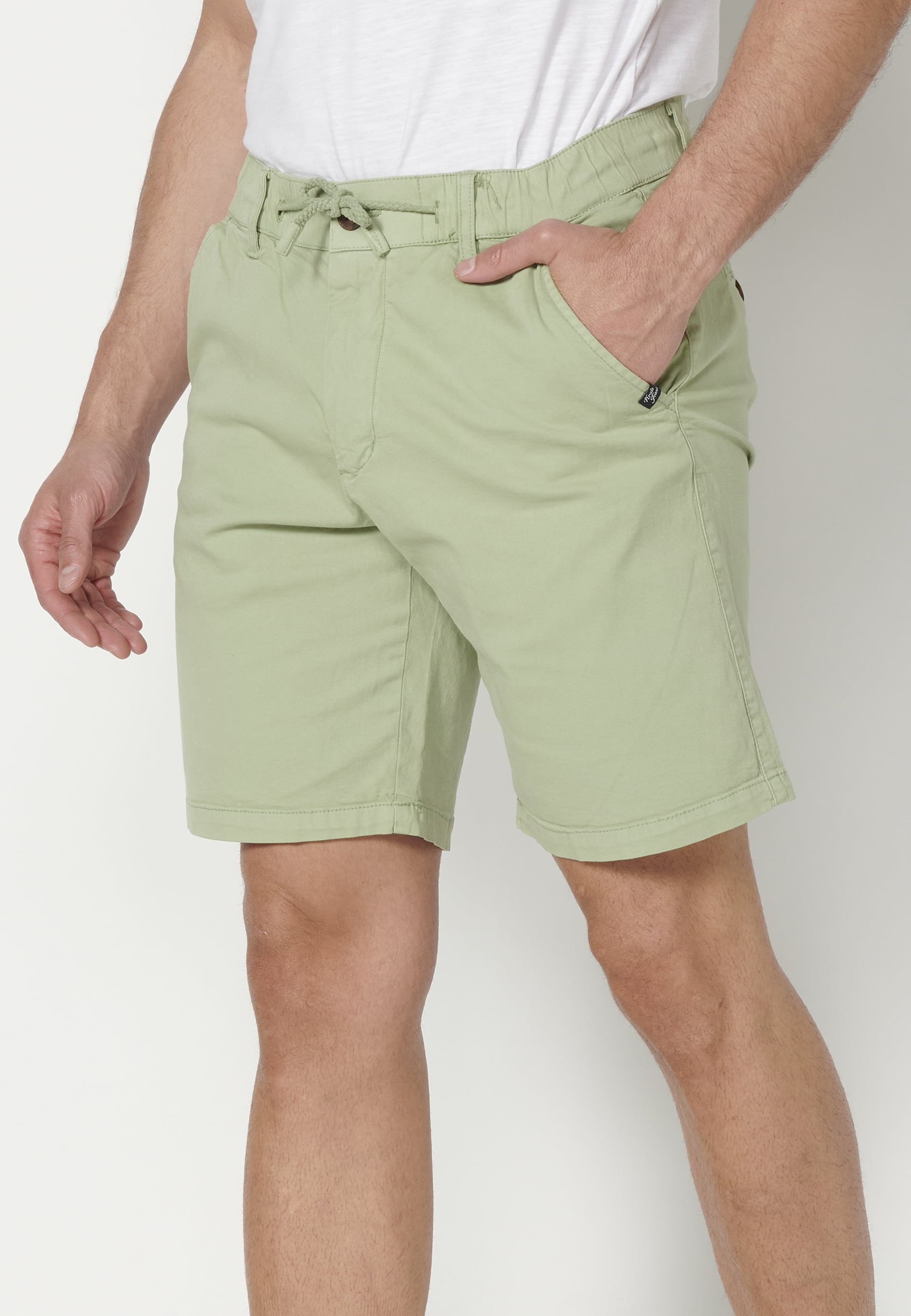 Shorts Bermuda Denim Stretch Regular Color Green for Men