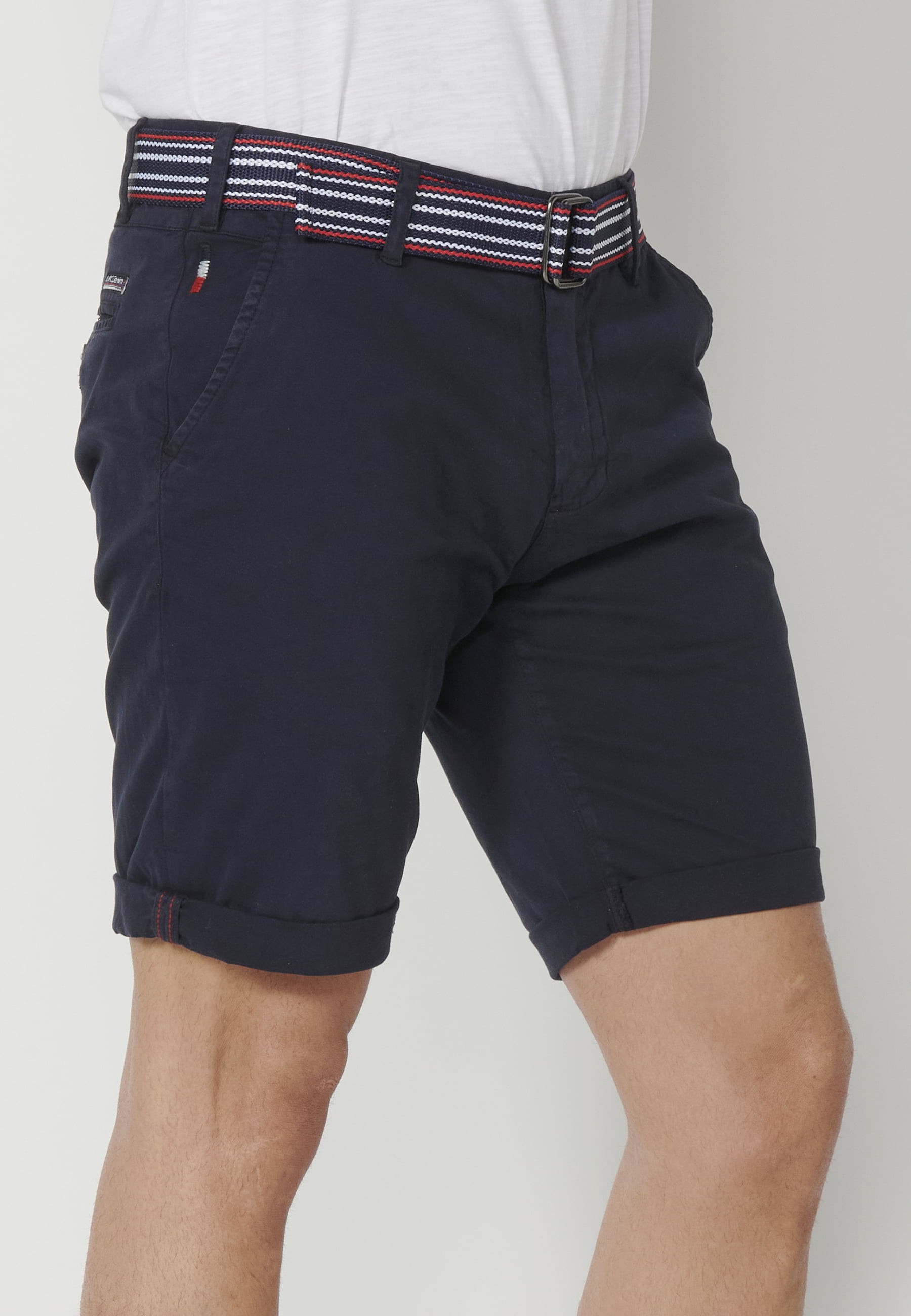Pantalón corto Bermuda estilo Chino color Navy para Hombre