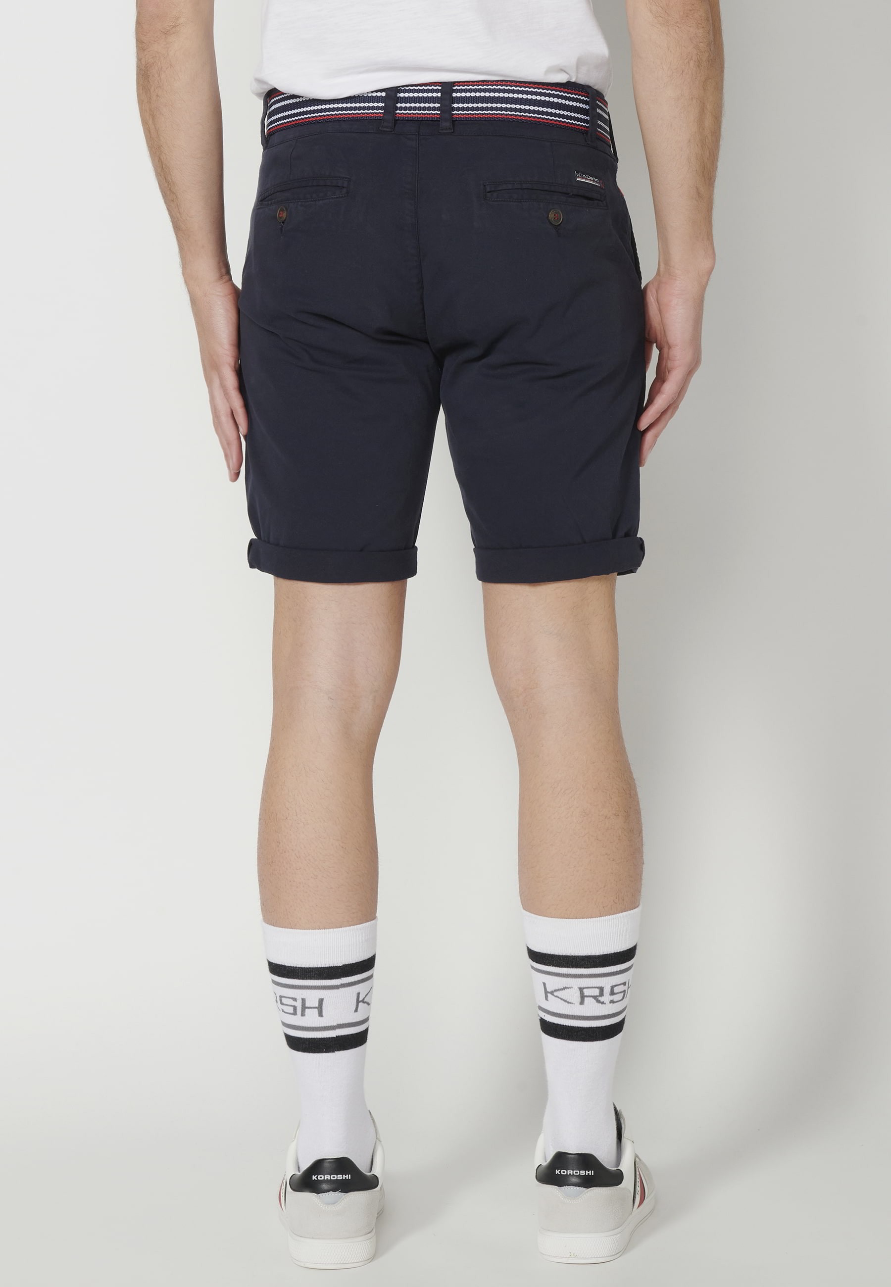 Pantalón corto Bermuda estilo Chino color Navy para Hombre