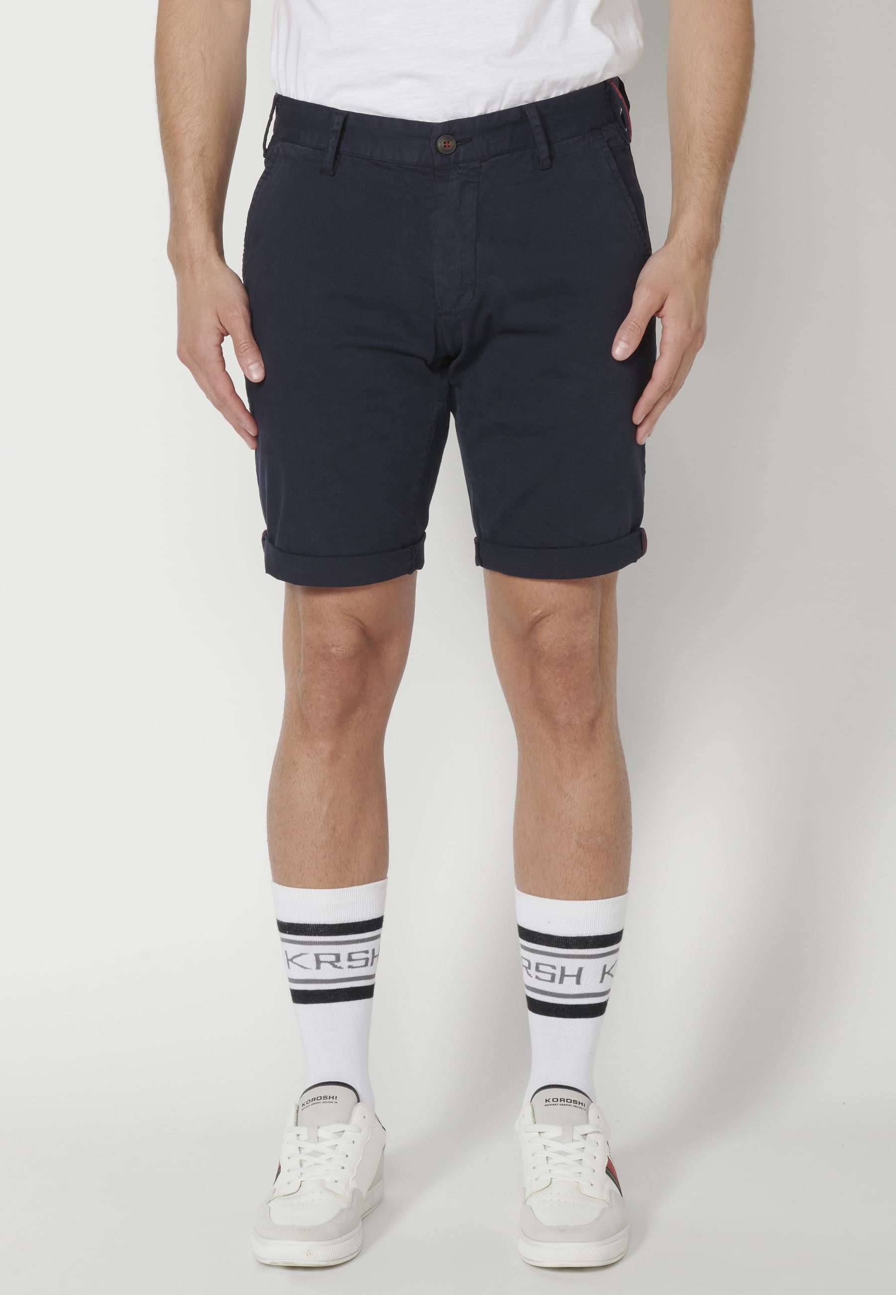 Navy Chinese style Bermuda shorts for Men