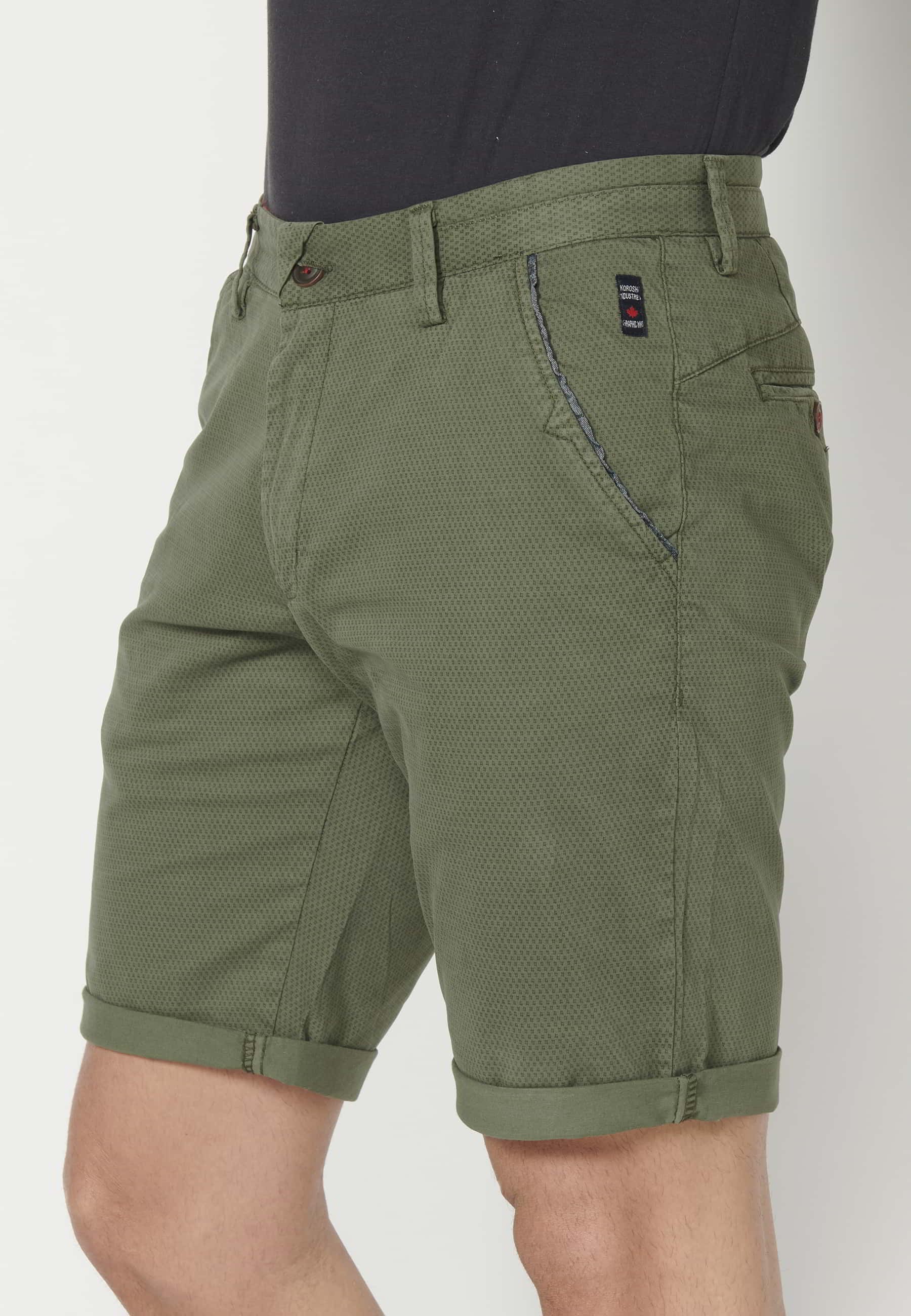 Khaki Chinese Style Bermuda Shorts for Men