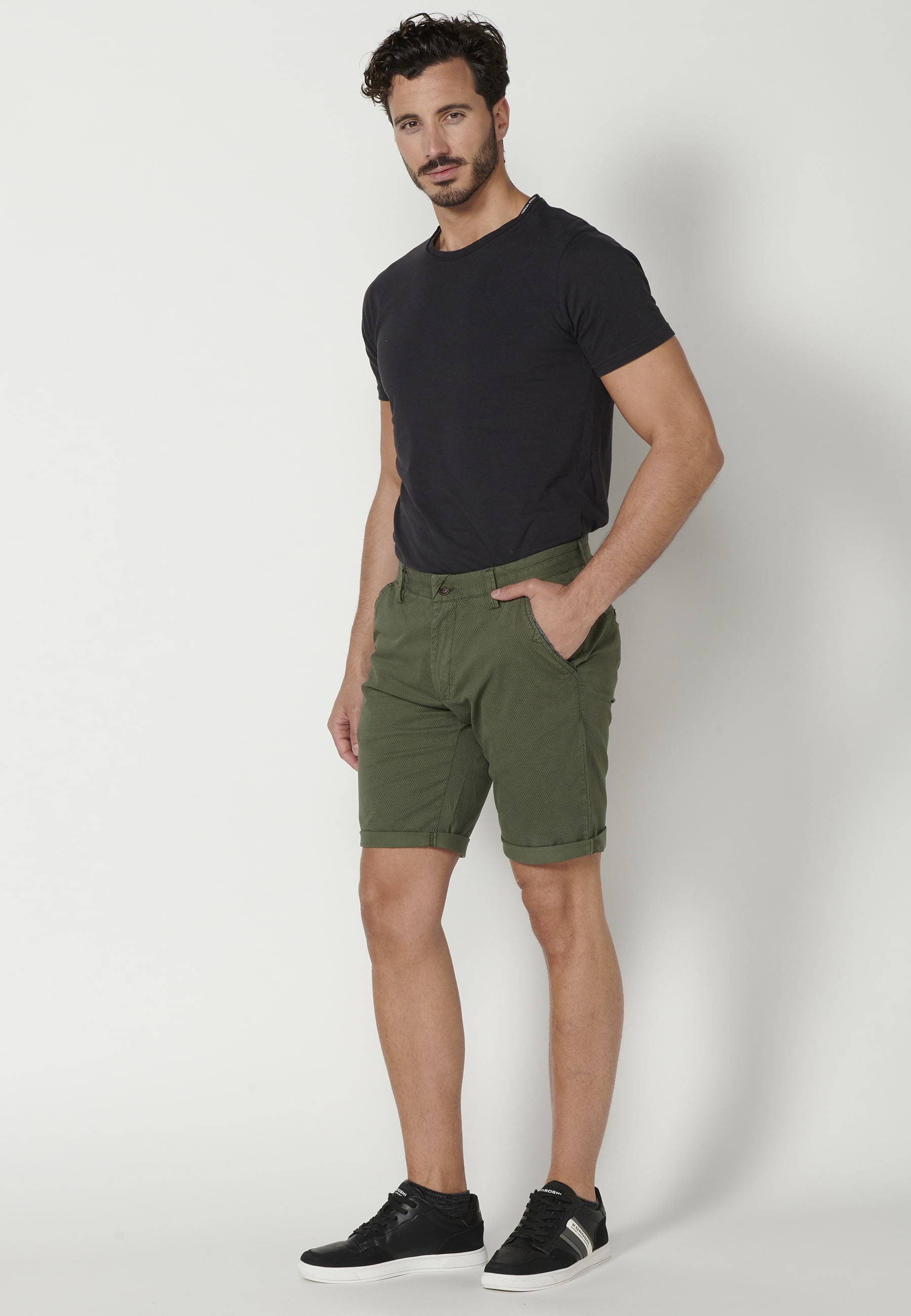 Khaki Chinese Style Bermuda Shorts for Men