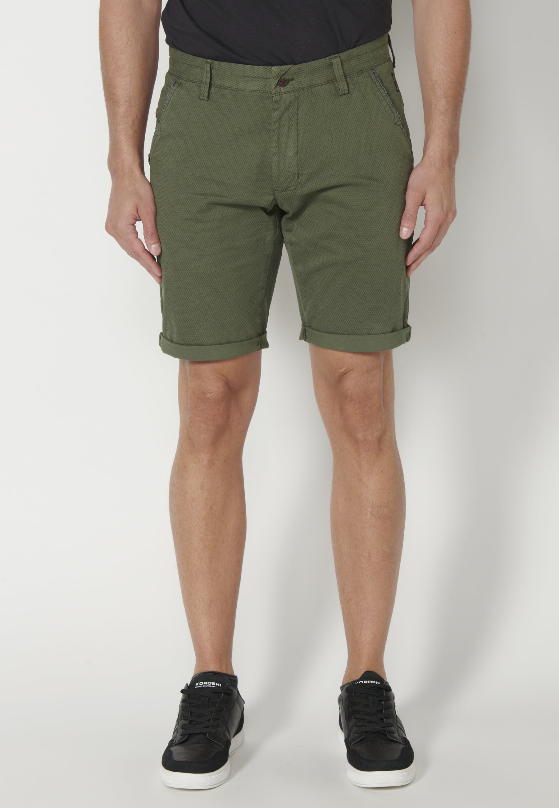 Khaki Chinese Style Bermuda Shorts for Men