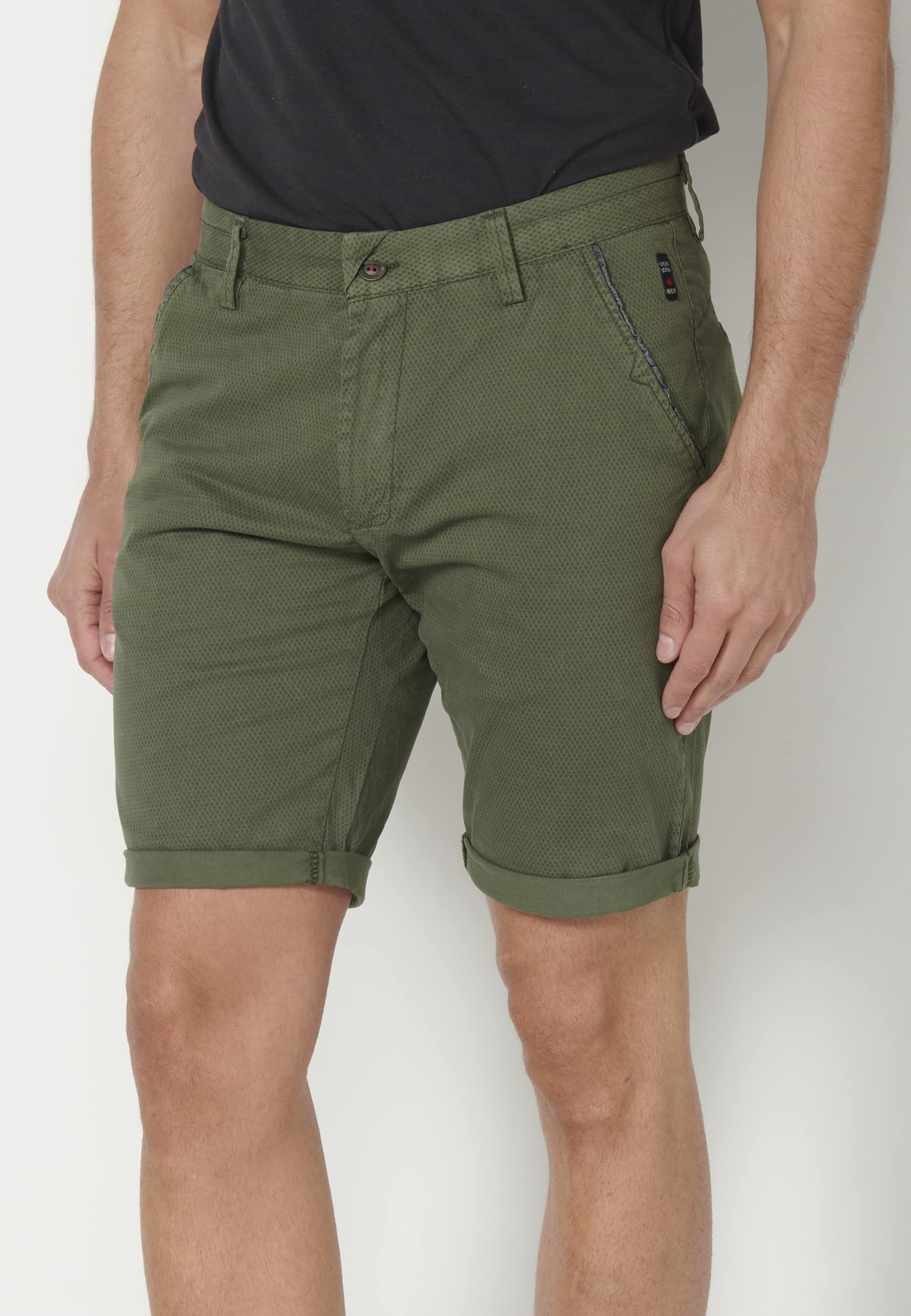 Khaki Chinese Style Bermuda Shorts for Men