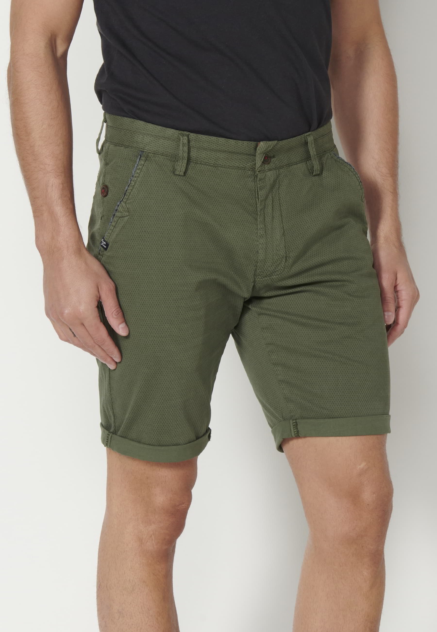 Khaki Chinese Style Bermuda Shorts for Men