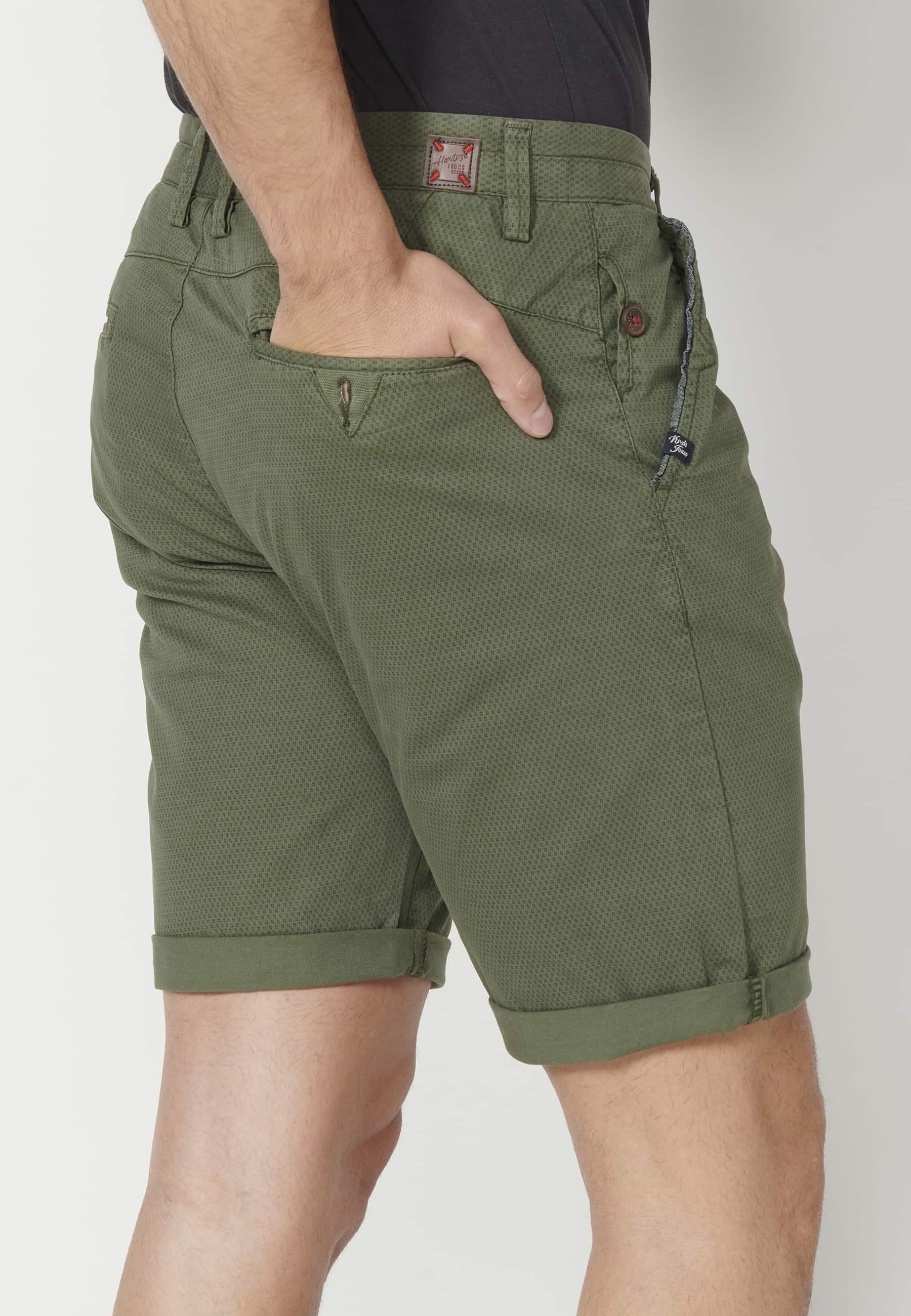 Khaki Chinese Style Bermuda Shorts for Men