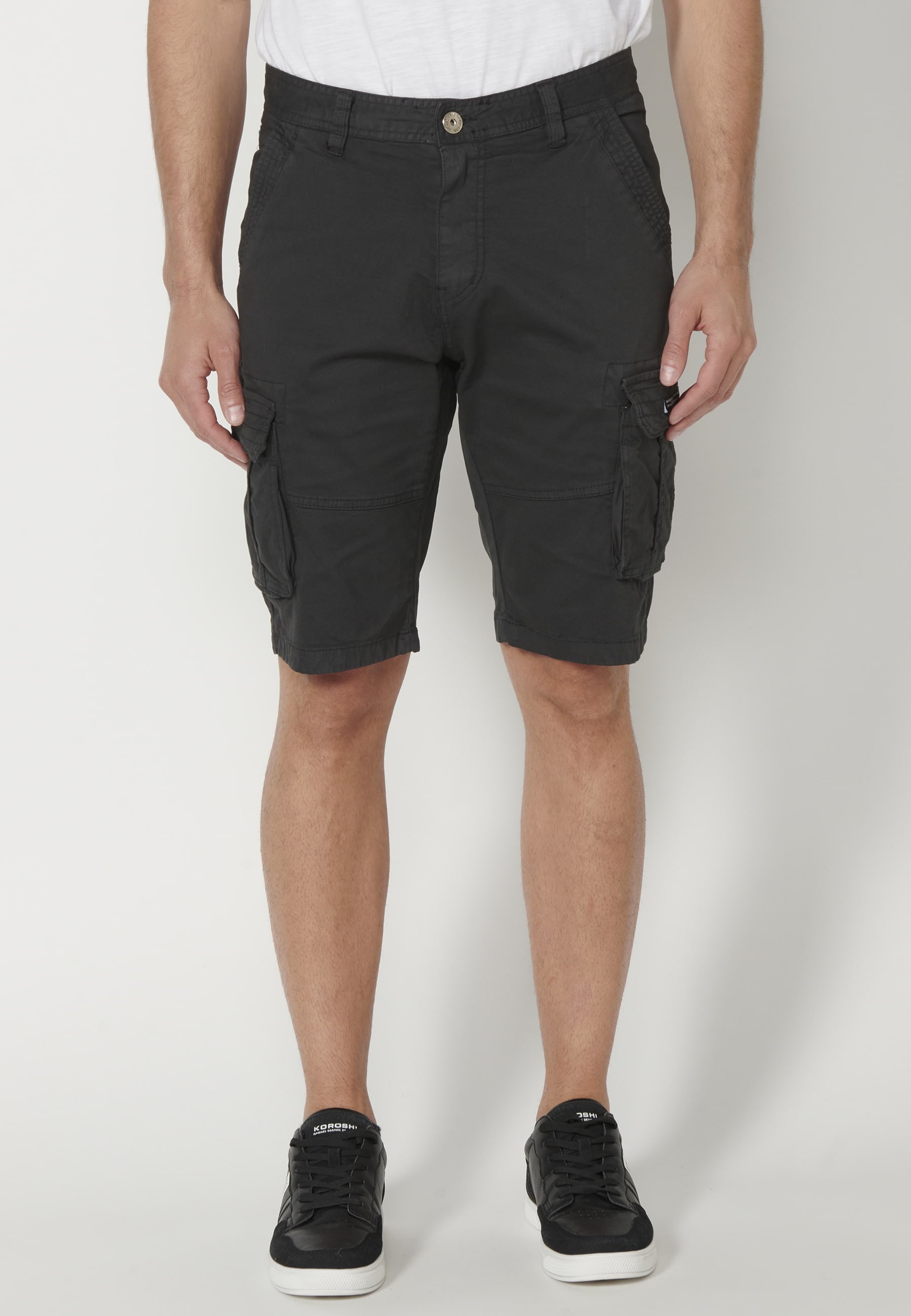 Black Bermuda Cargo Shorts for Men