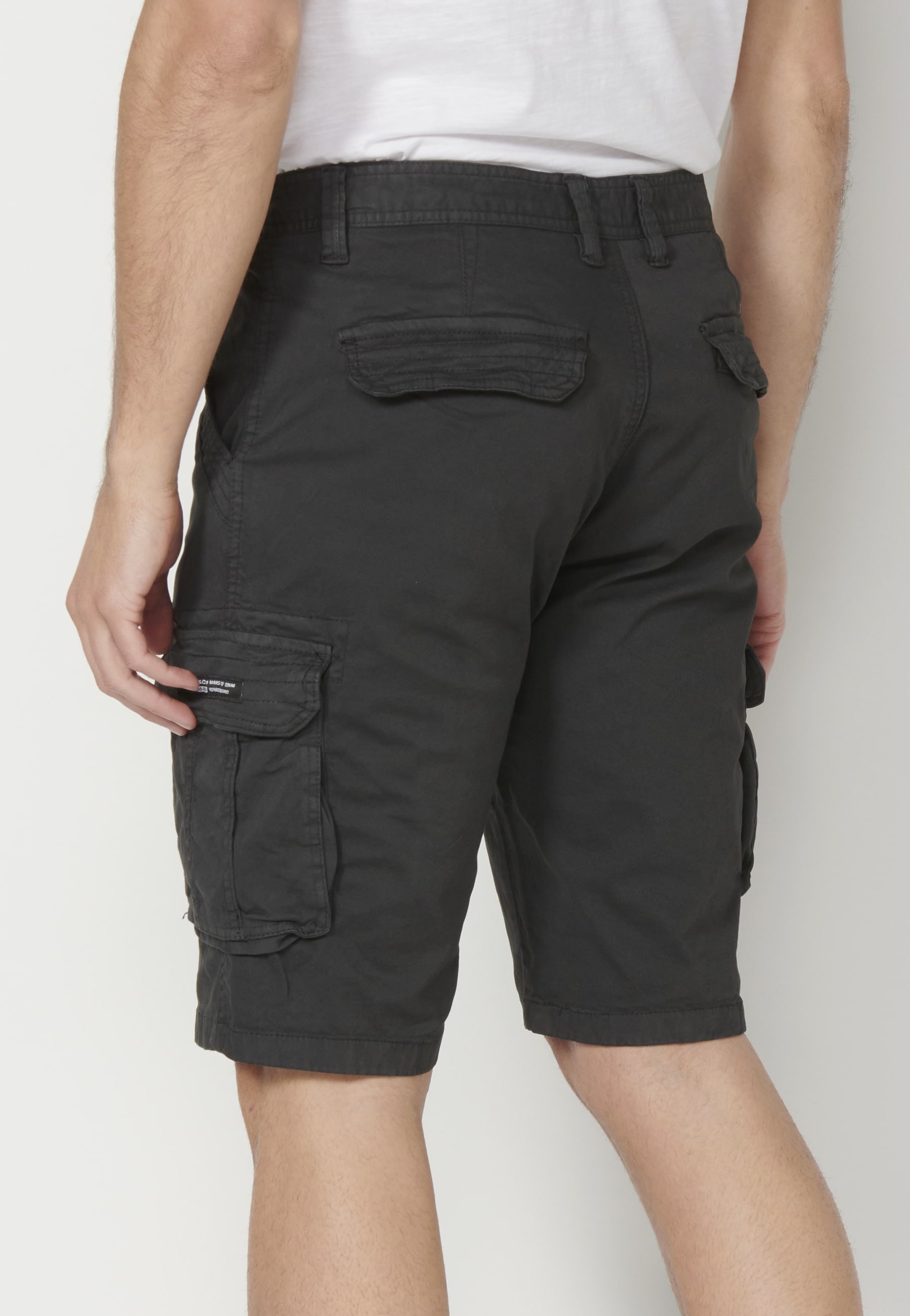 Black Bermuda Cargo Shorts for Men