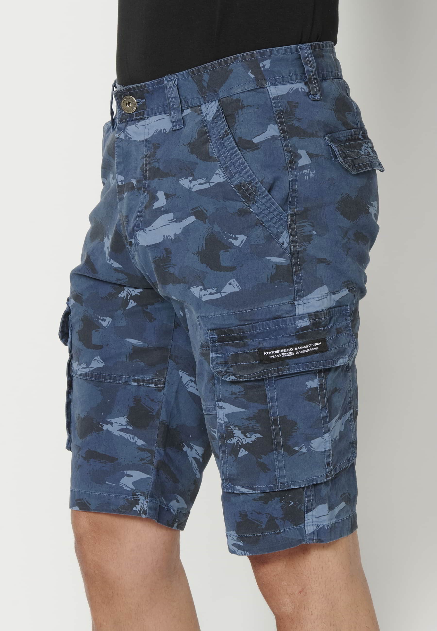 Pantalons curts Bermuda estil càrrec color Blau per a Home