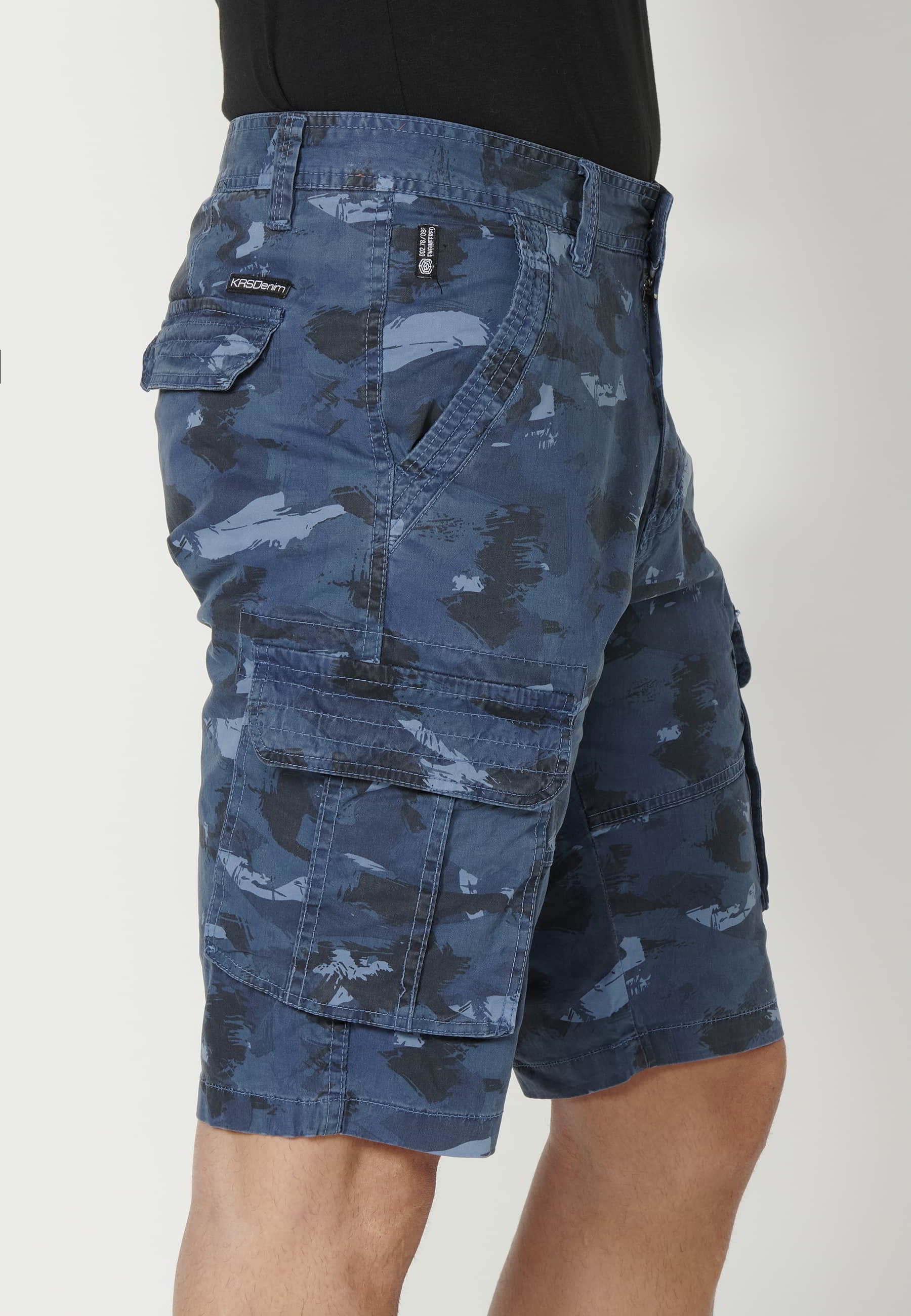 Pantalón corto Bermuda estilo cargo color Azul para Hombre
