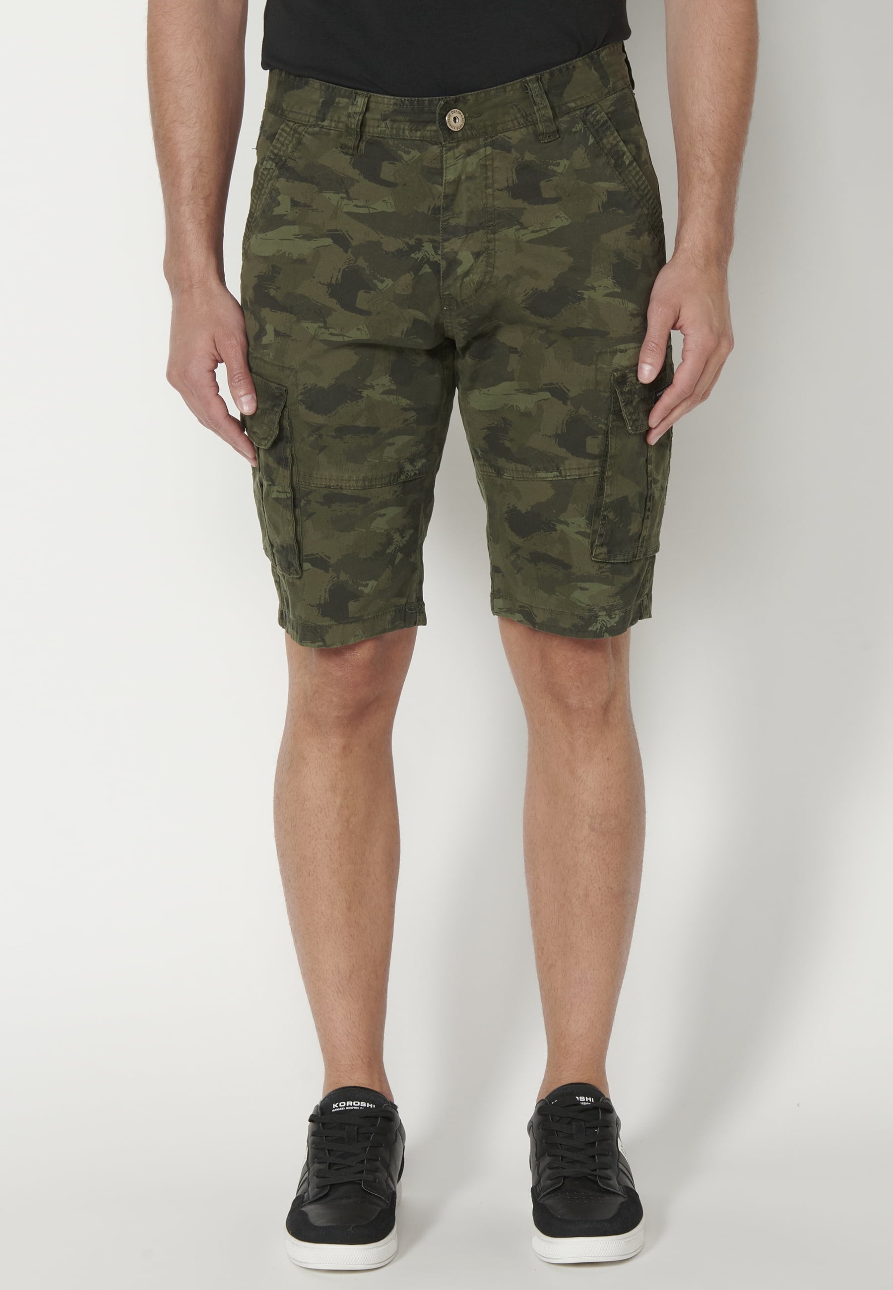 Khaki Cargo Style Bermuda Shorts for Men