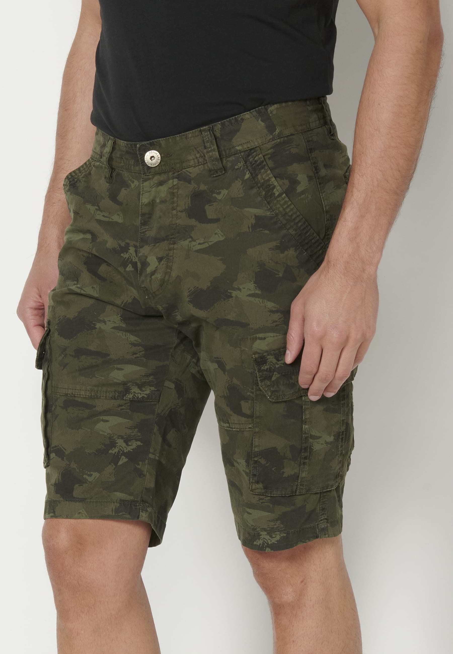 Pantalón corto Bermuda estilo cargo color Kaki para Hombre