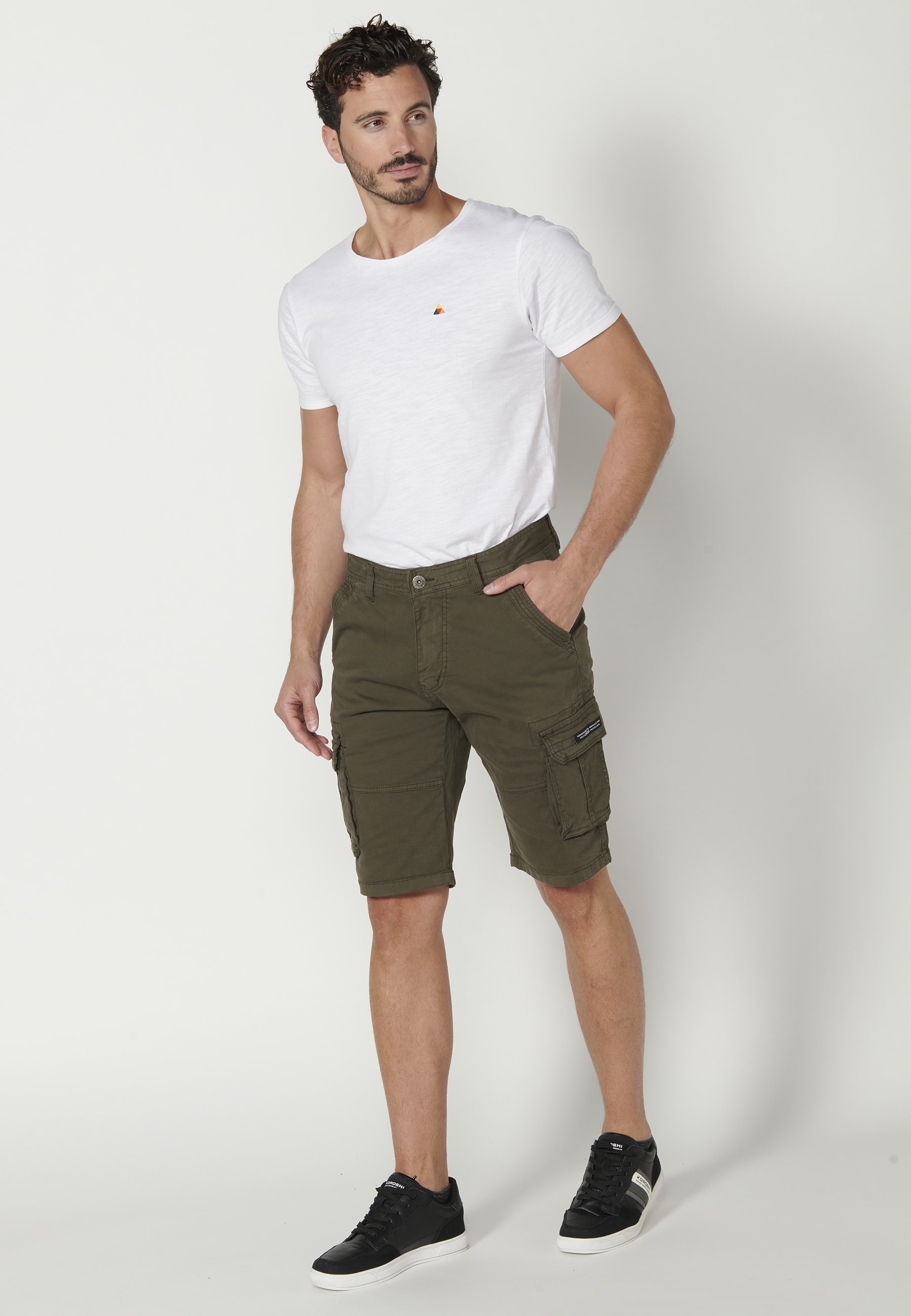 Bermuda cargo couleur Olive pour Homme