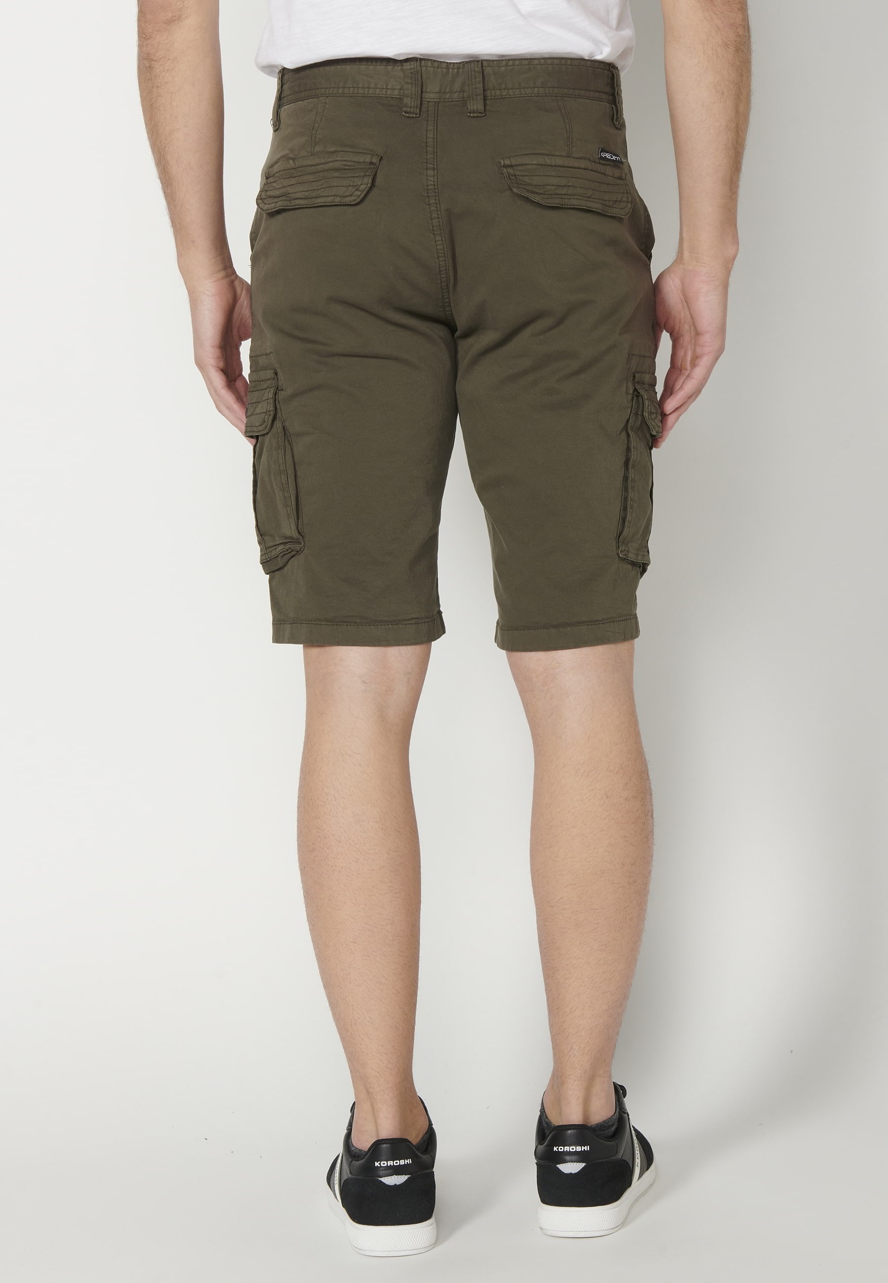 Bermuda cargo couleur Olive pour Homme