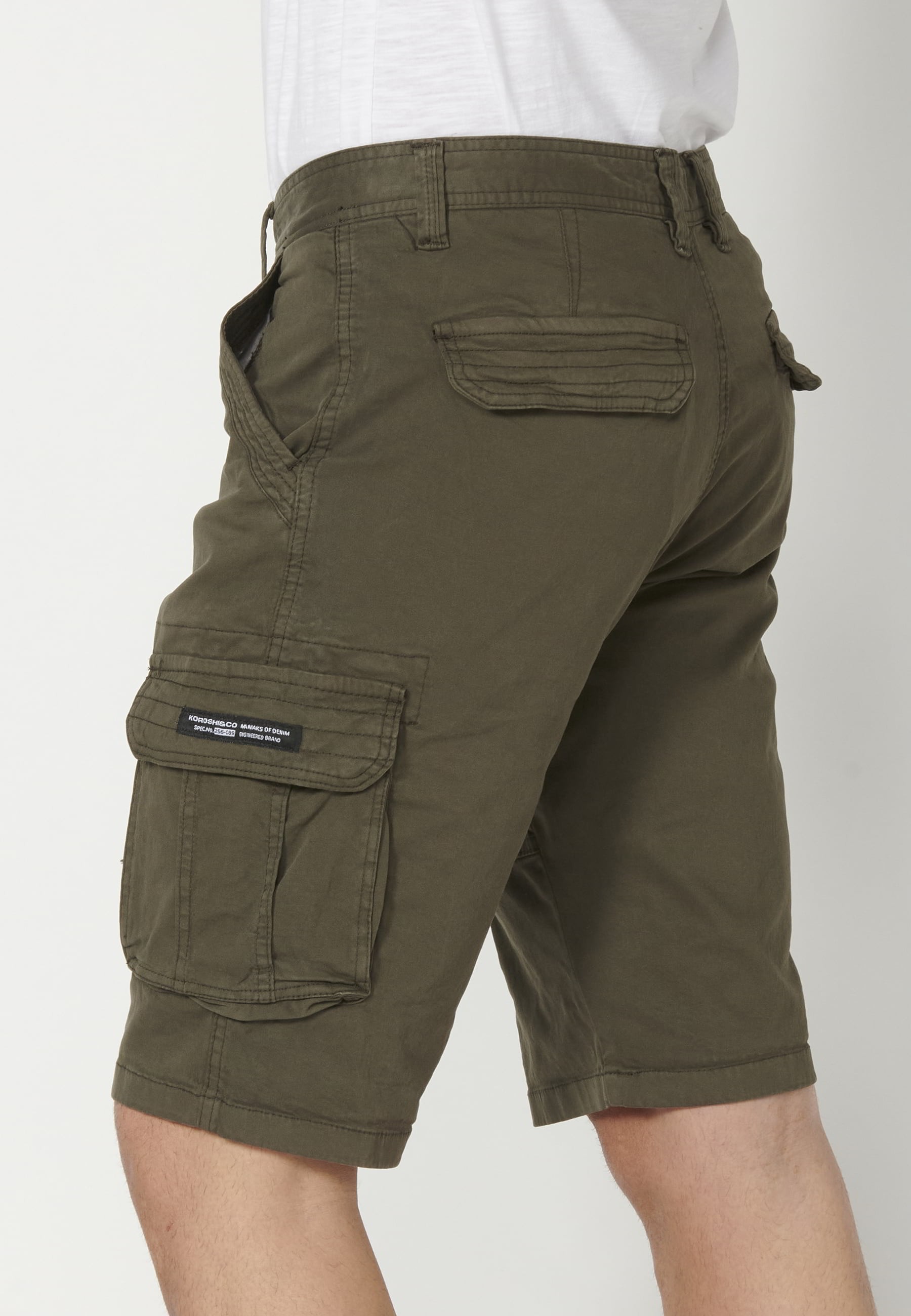 Bermuda cargo couleur Olive pour Homme