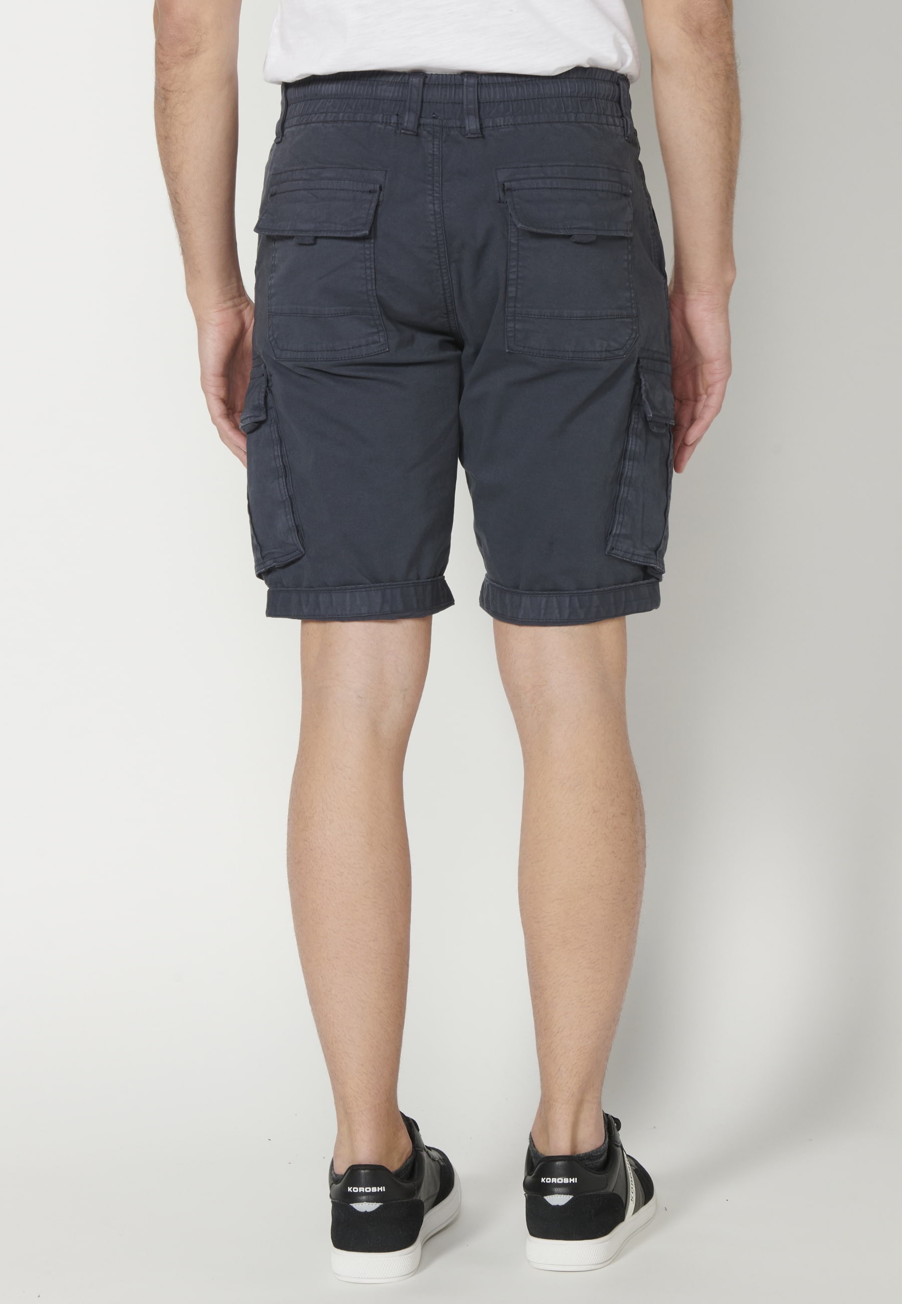 Pantalón corto Bermuda estilo cargo color Navy para Hombre