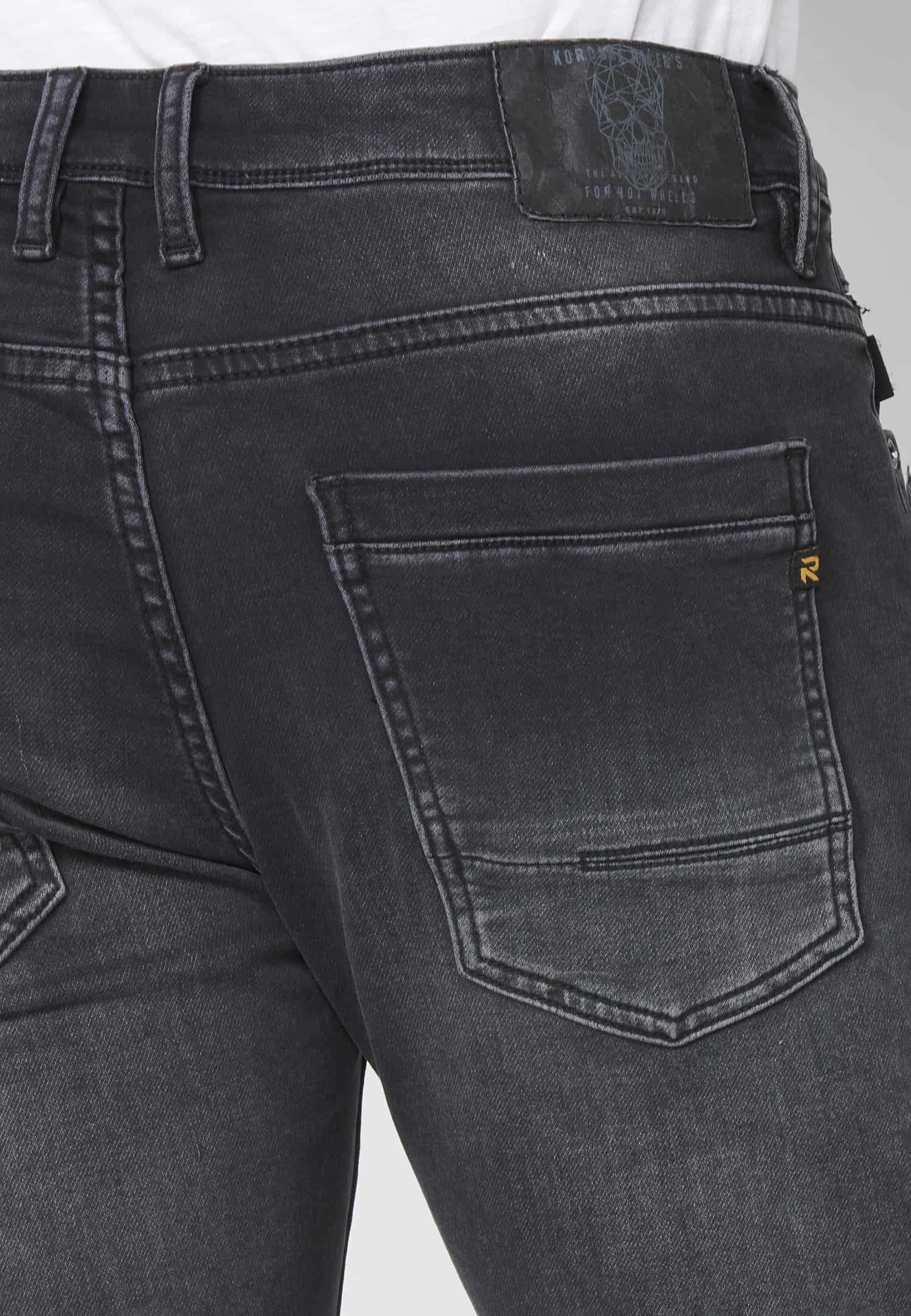 Schwarze Bermuda-Shorts aus Stretch-Denim in normaler Passform für Herren