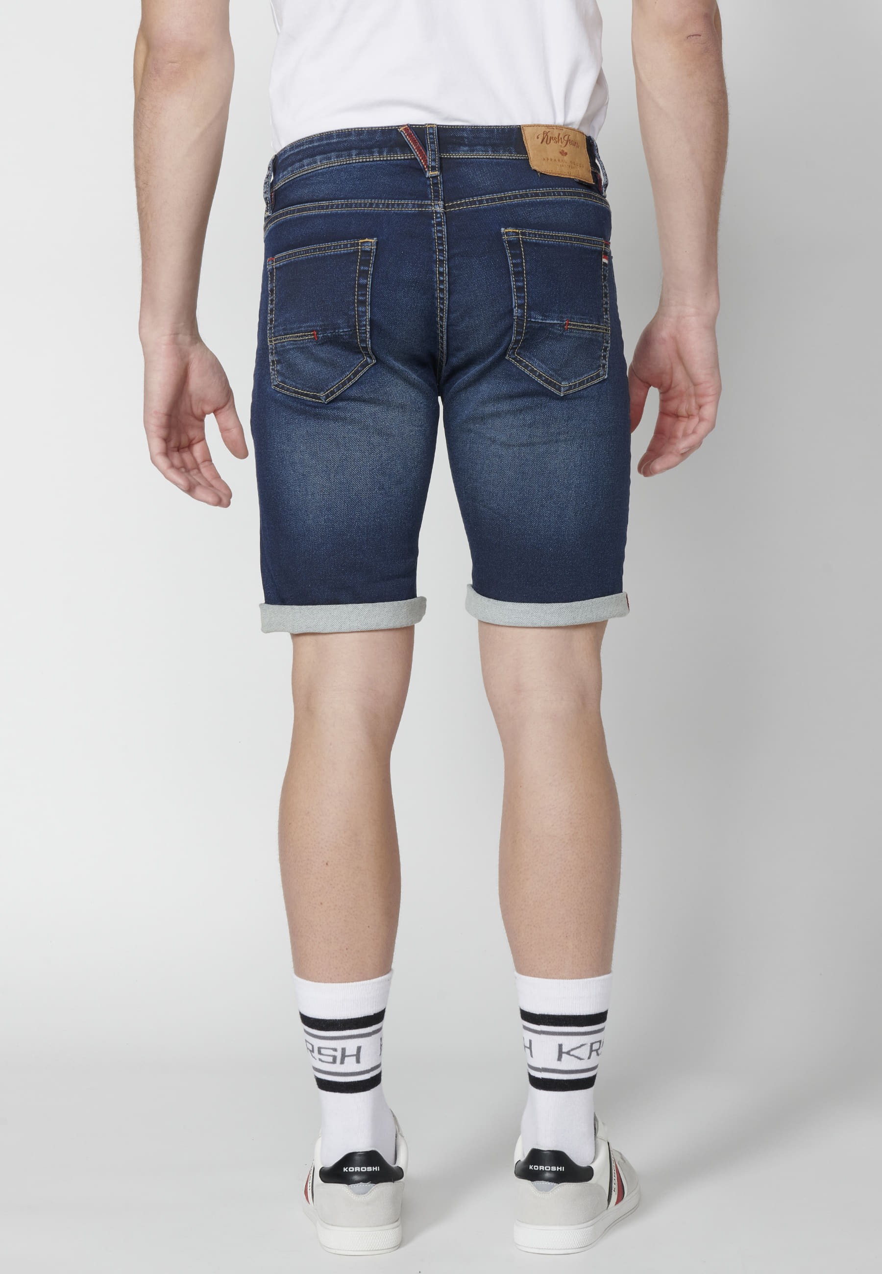 Blue Denim Bermuda shorts with four pockets for Men