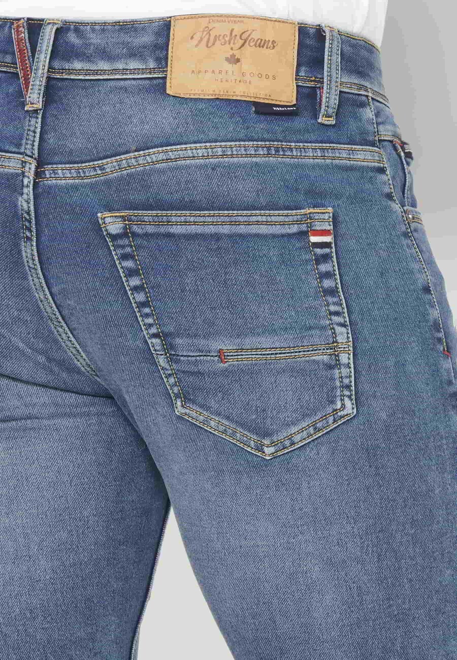 Blaue Denim-Stretch-Bermuda-Shorts in normaler Passform für Herren 8