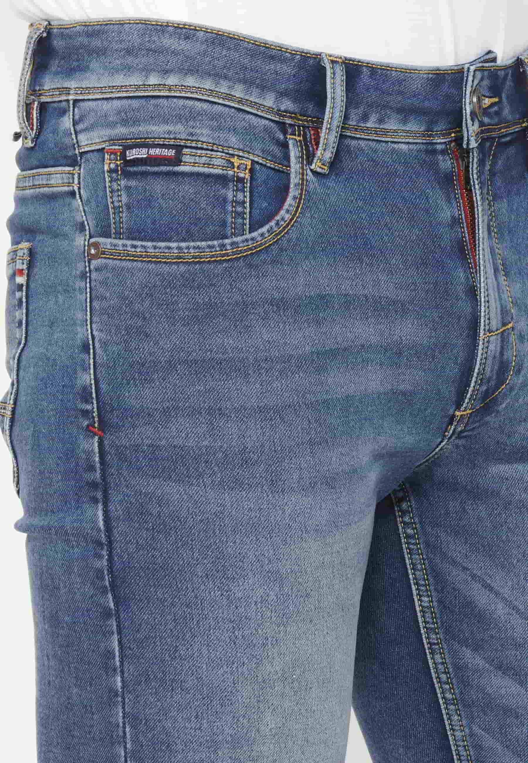 Blaue Denim-Stretch-Bermuda-Shorts in normaler Passform für Herren 7