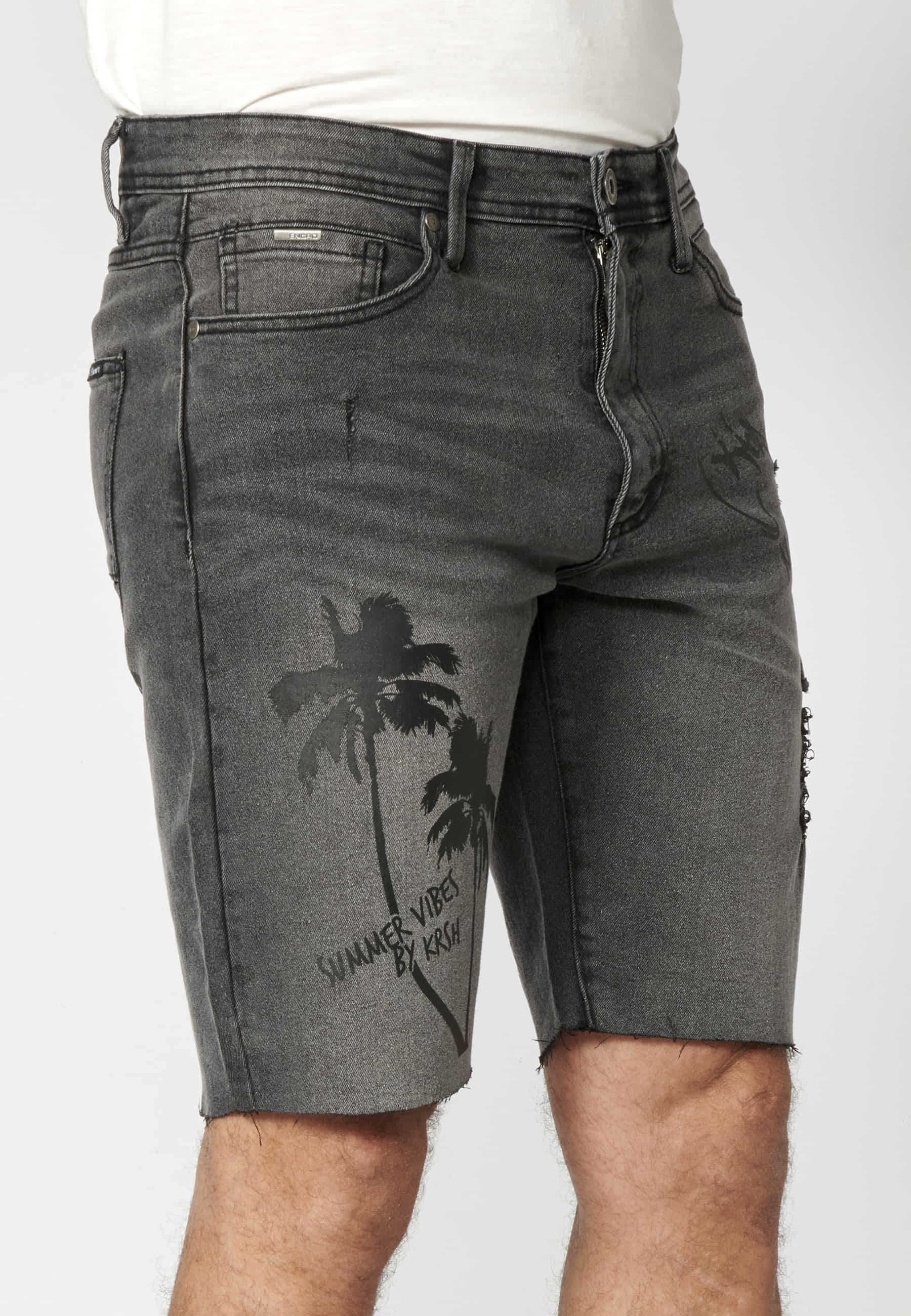 Black Denim bermuda shorts for Men