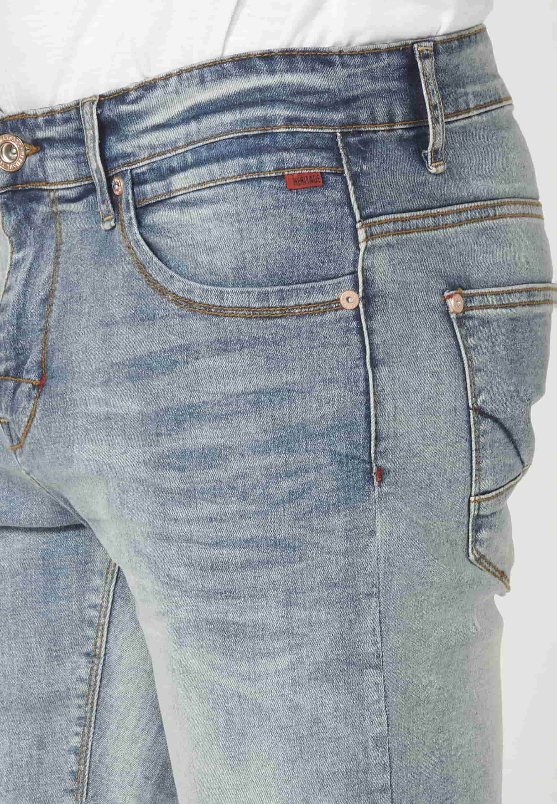 Pantalón corto bermuda vaquera stretch regular fit color azul para hombre | Ropa Casual