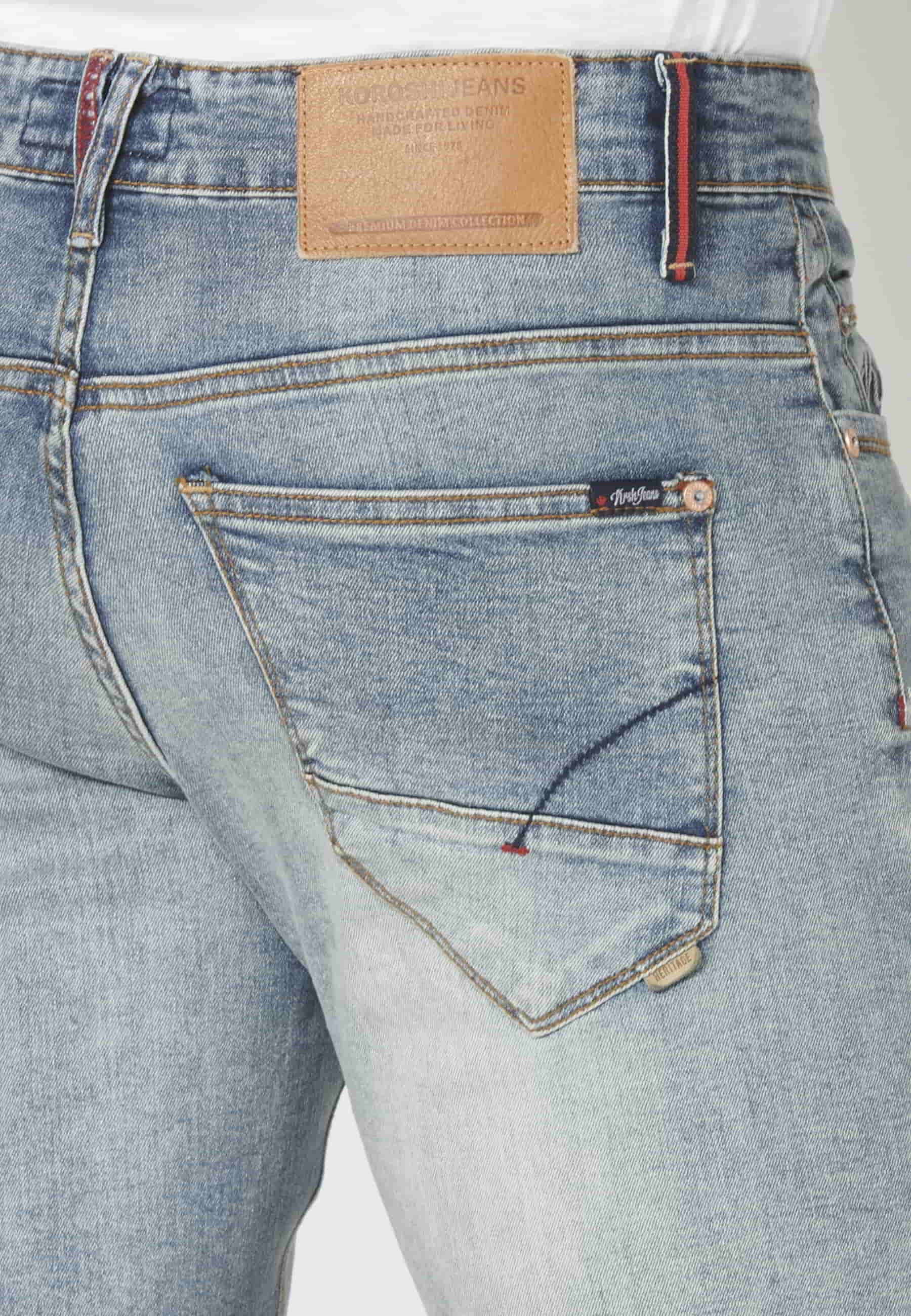 Pantalón corto bermuda vaquera stretch regular fit color azul para hombre | Ropa Casual