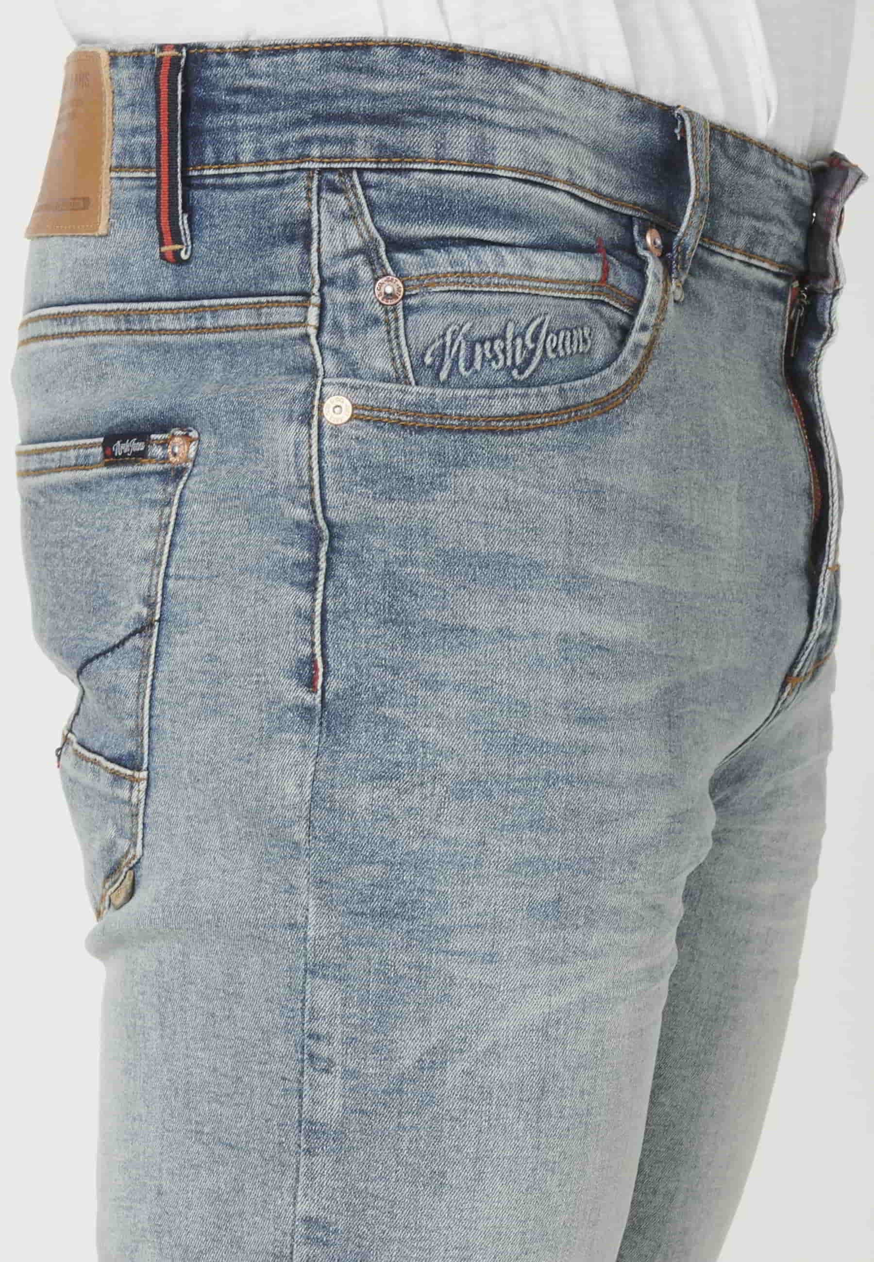 Pantalón corto bermuda vaquera stretch regular fit color azul para hombre | Ropa Casual
