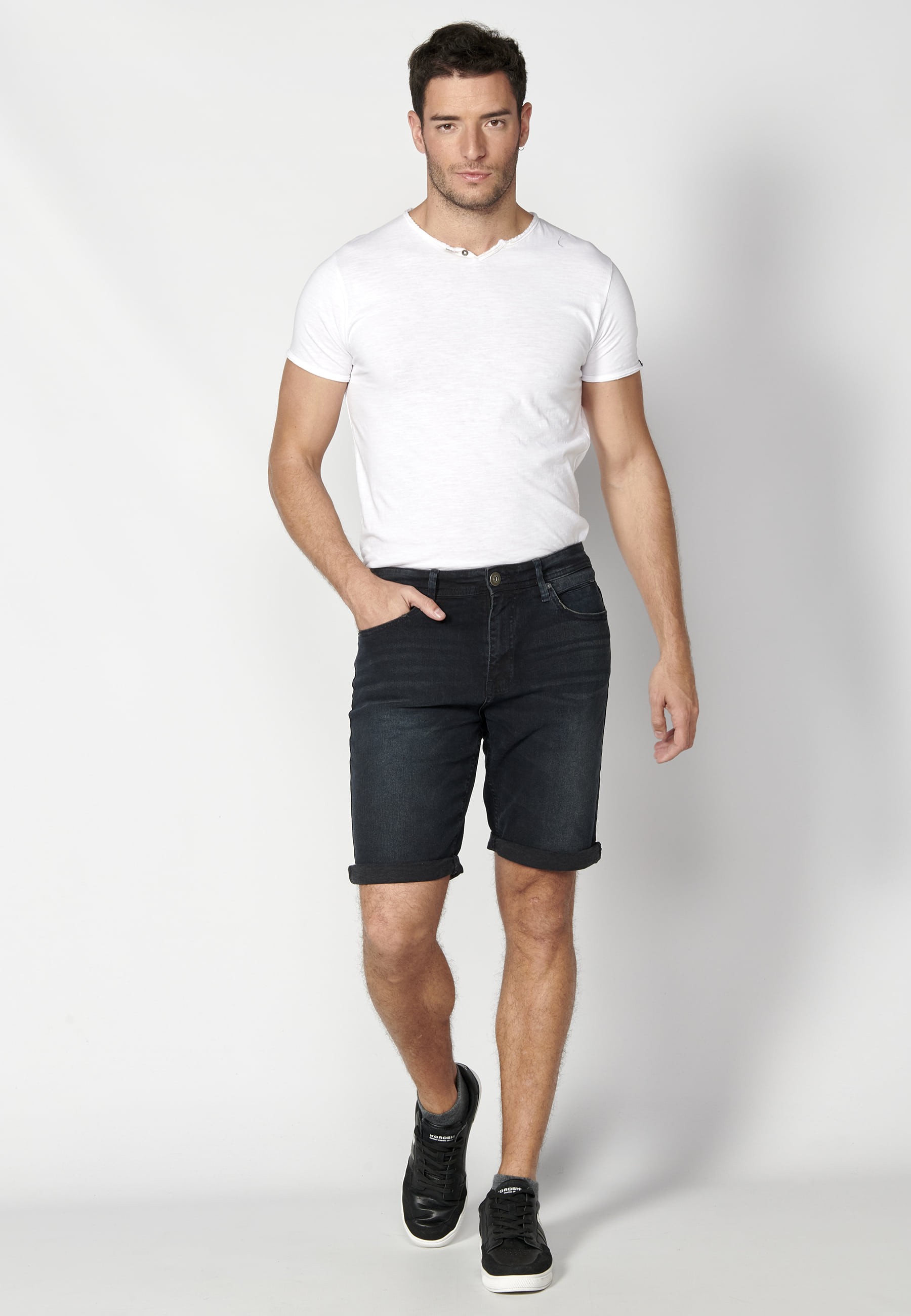 Dark Blue regular fit Bermuda shorts for Man