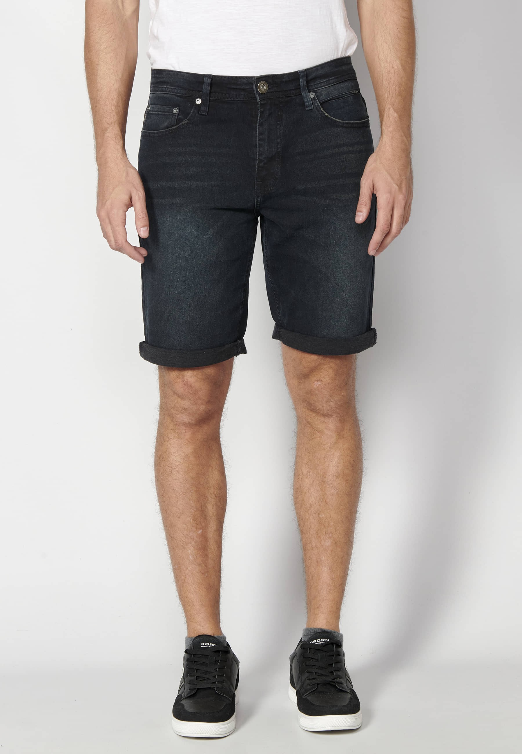 Dark Blue regular fit Bermuda shorts for Man