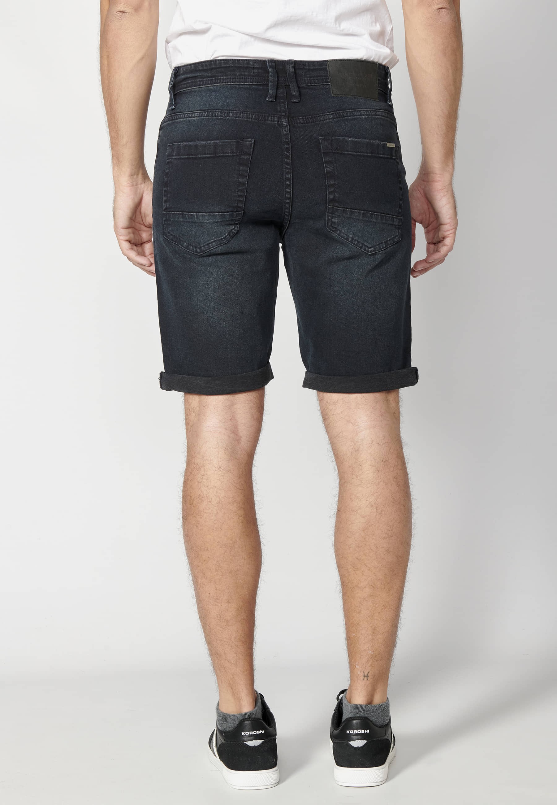 Dark Blue regular fit Bermuda shorts for Man