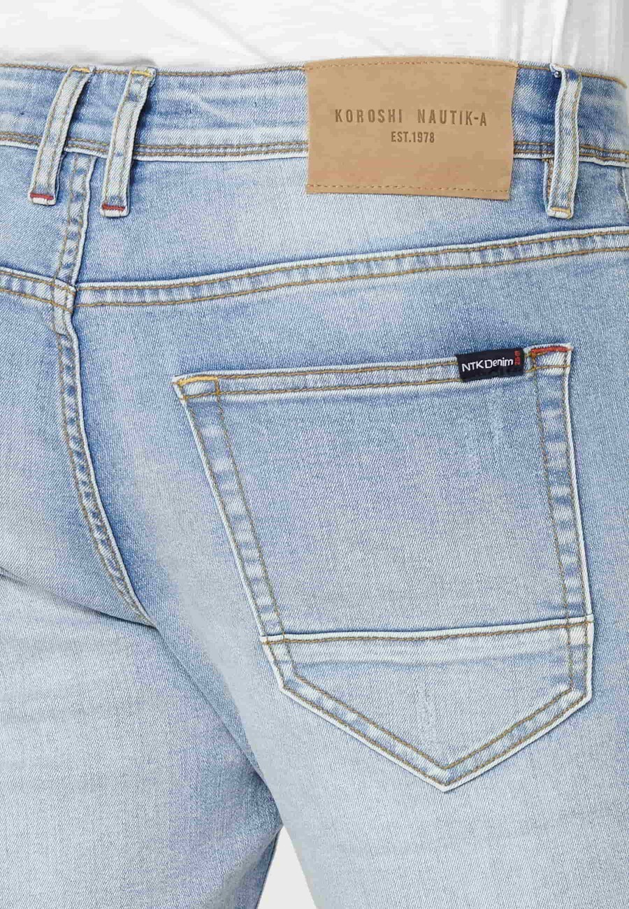 Blaue Denim-Stretch-Bermuda-Shorts in normaler Passform für Herren 9