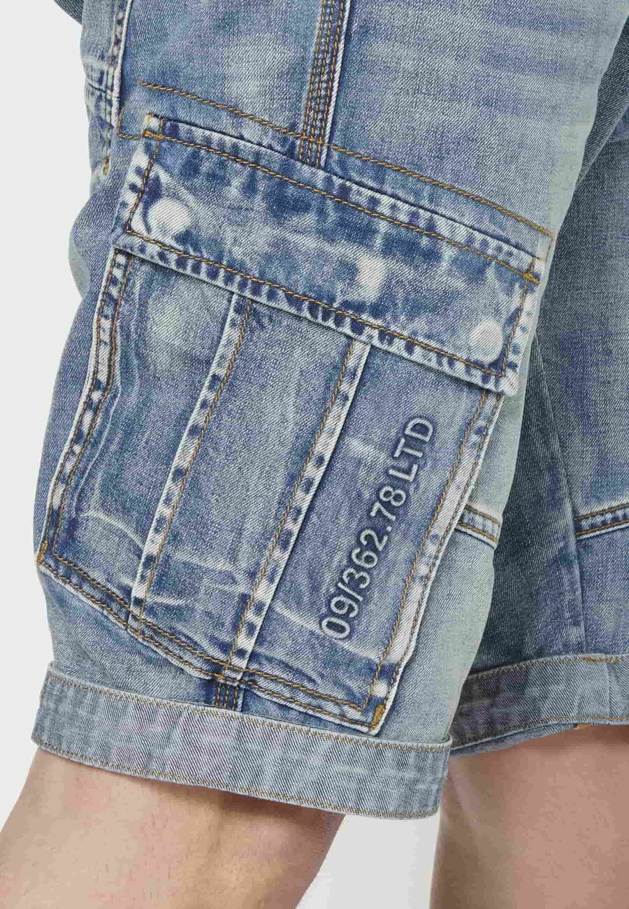 Blaue Jeans-Cargo-Bermuda-Shorts für Herren 7